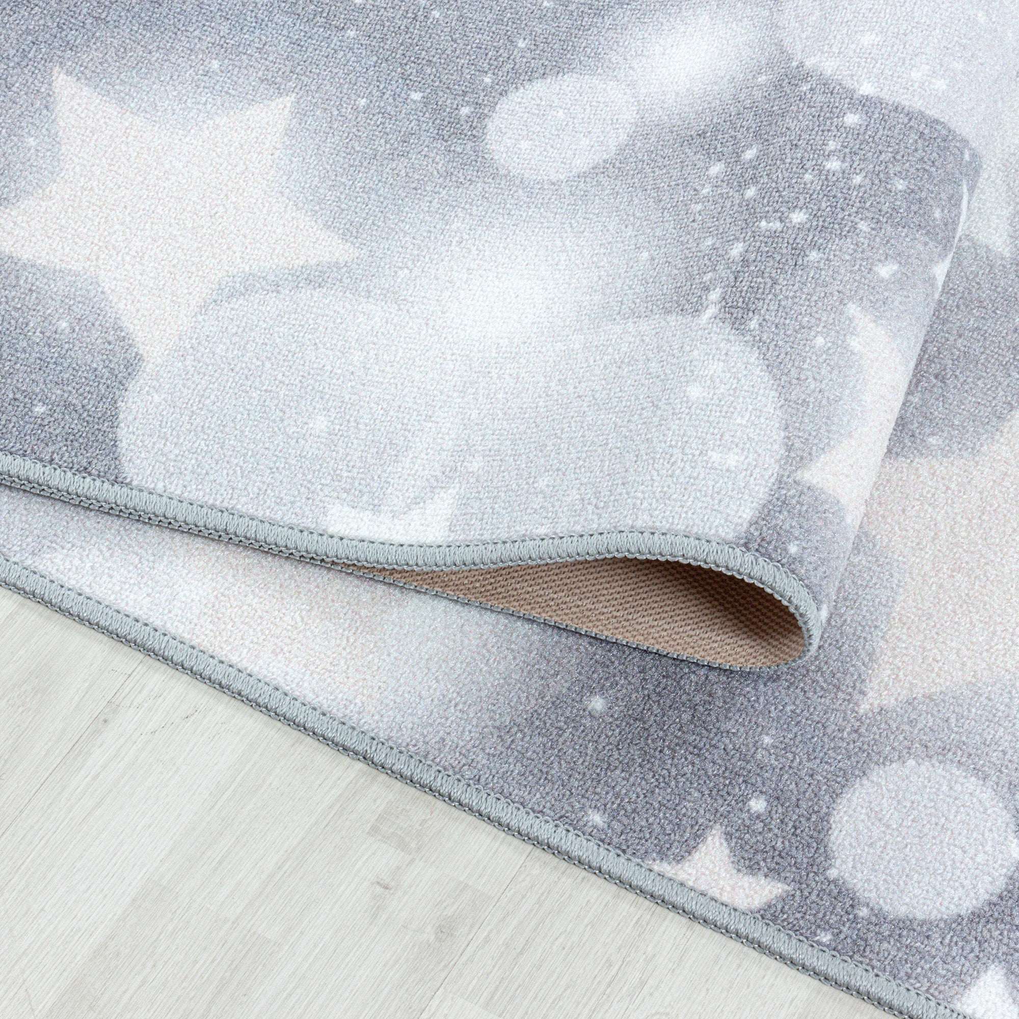 Magical Glitter Bokeh Star Pattern Kids Rug | Gray