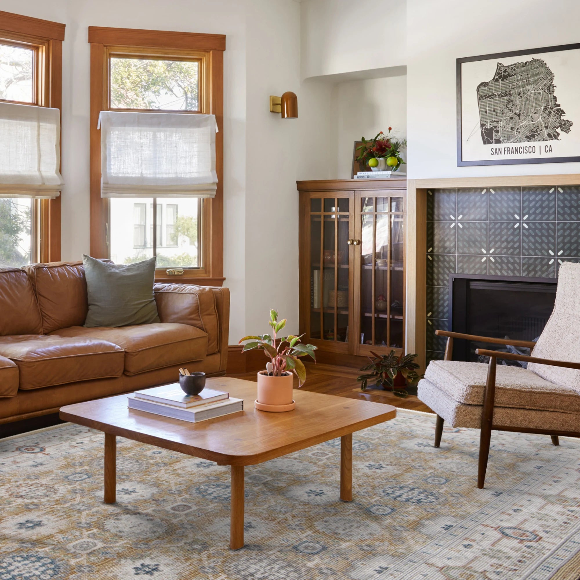 Golden Mosaic Medallion Vintage Rug