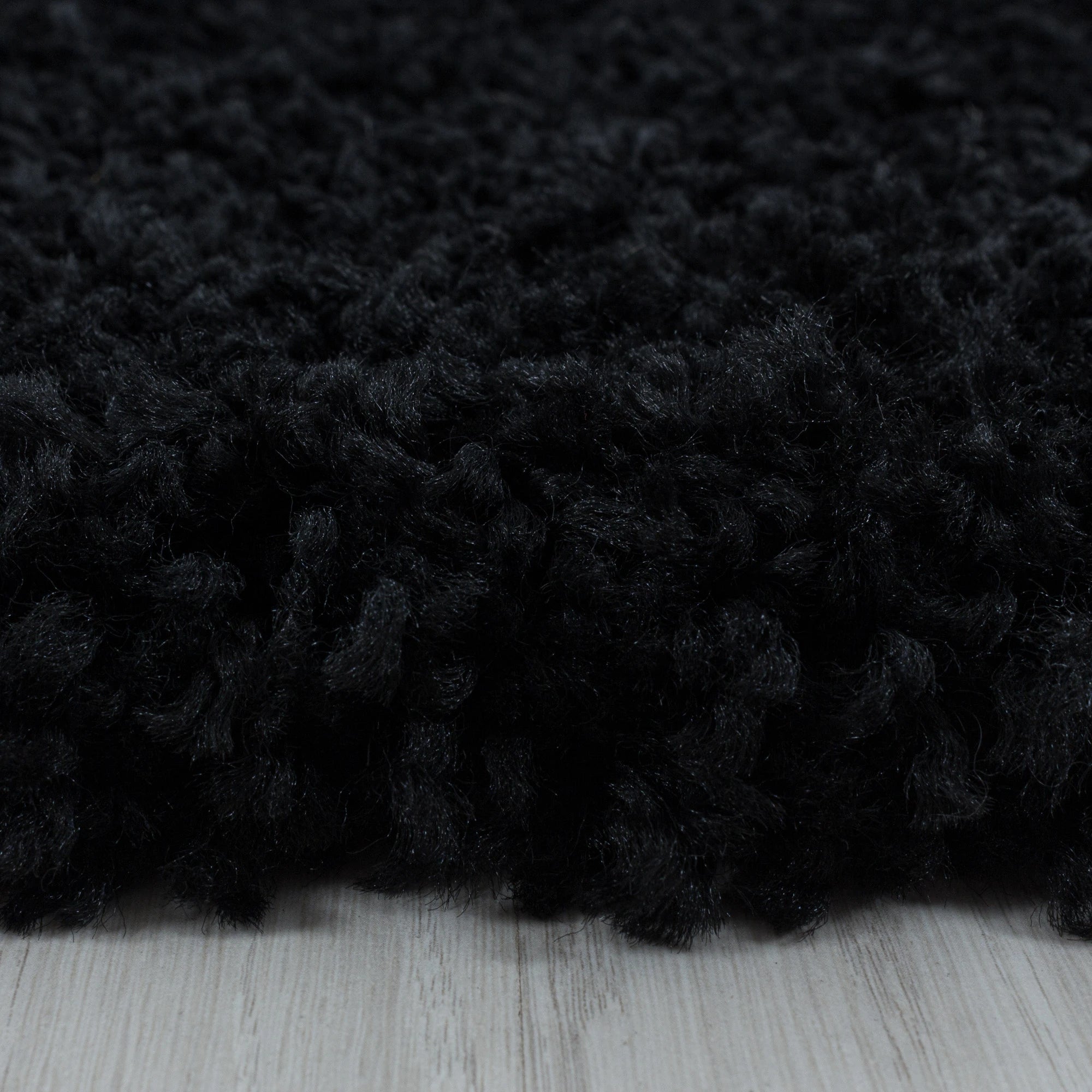 Black Plush High Pile Shag Rug