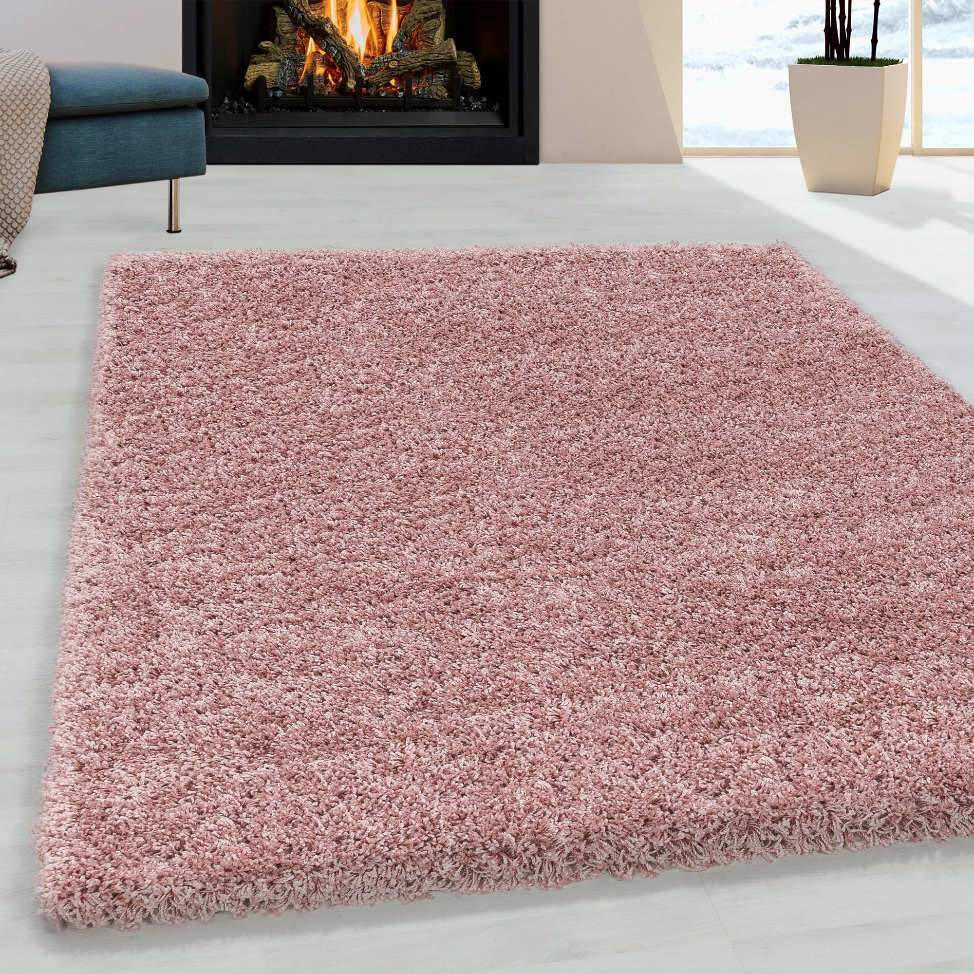 Pink Plush High Pile Shag Rug