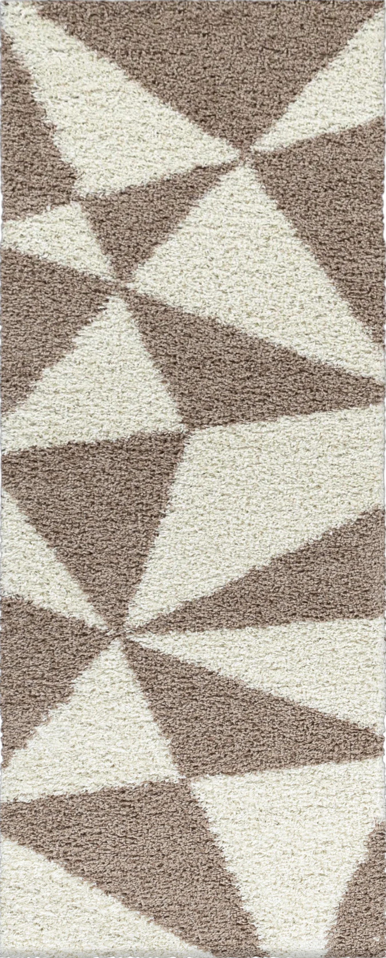 Modern Teal Triangle Shag Rug | Beige