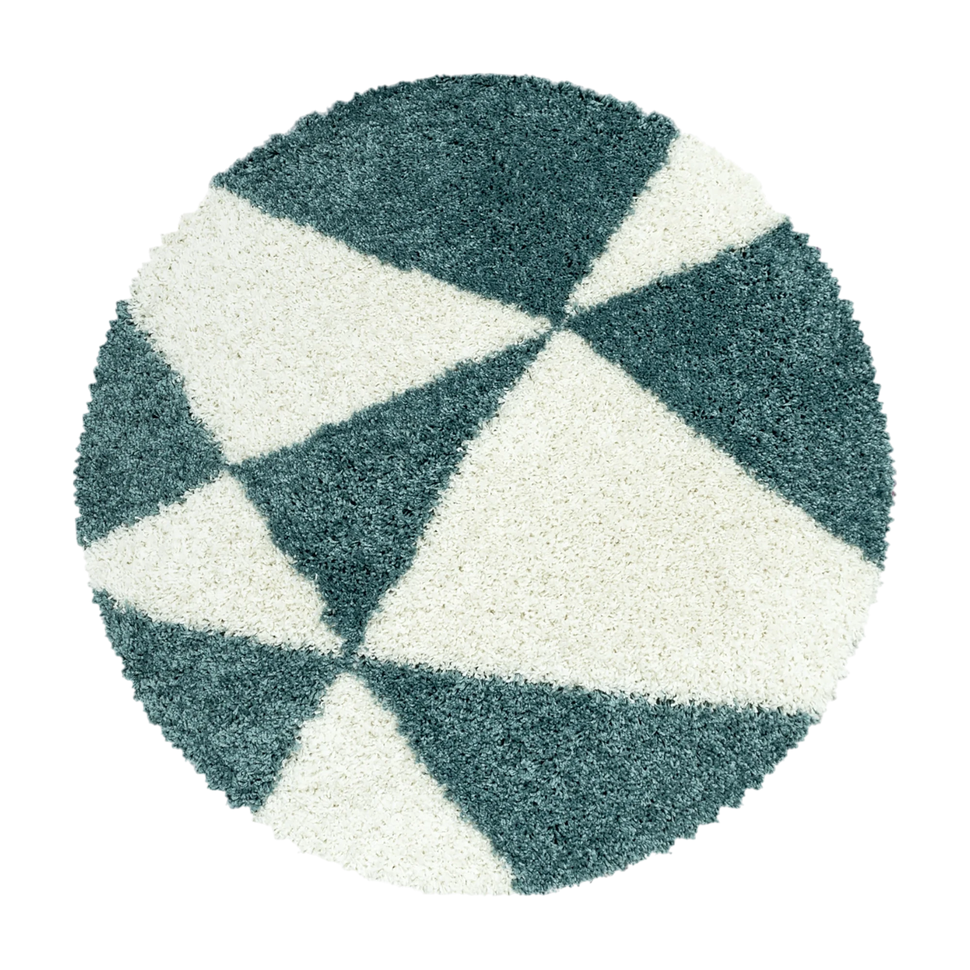 Modern Teal Triangle Shag Rug | Blue