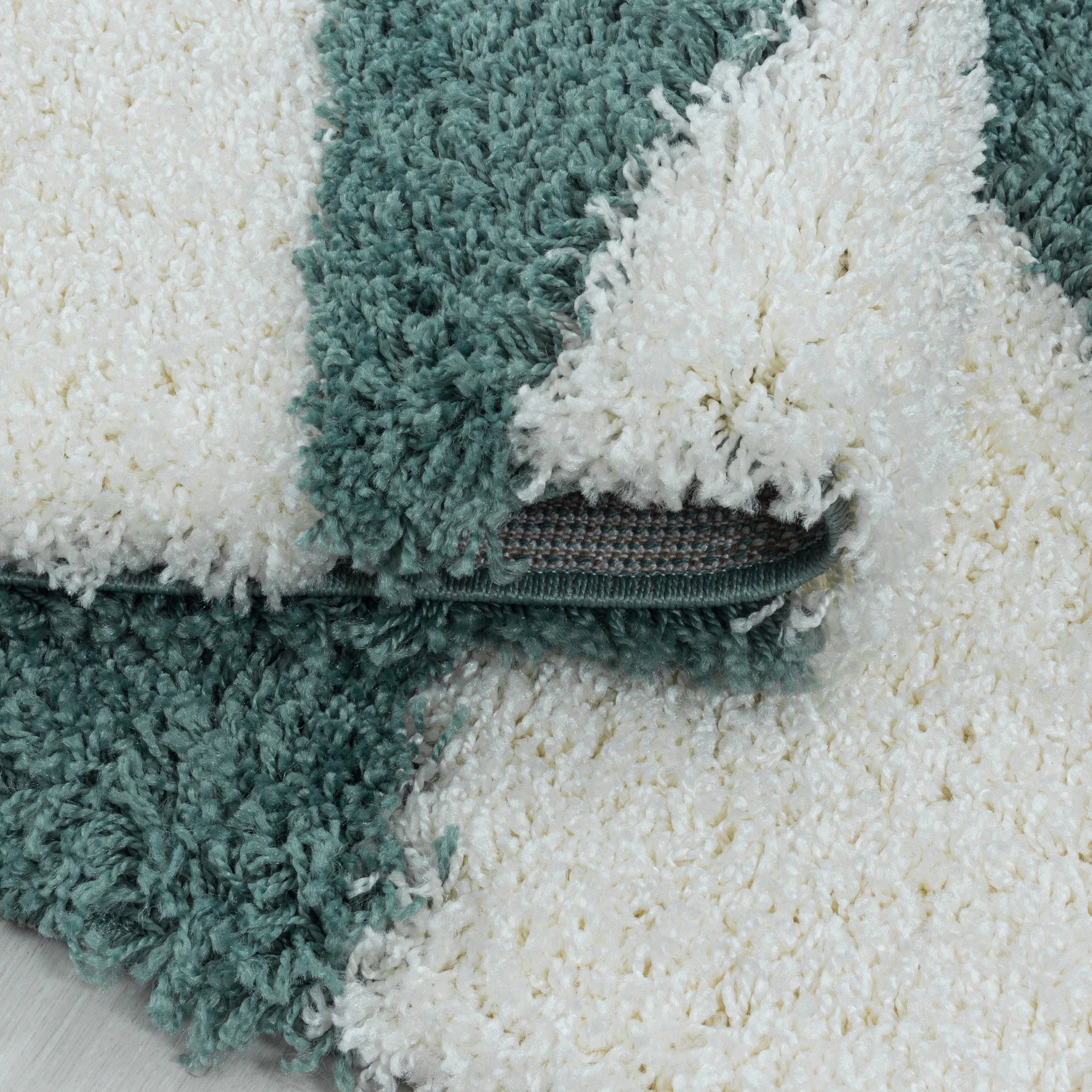 Modern Teal Triangle Shag Rug | Blue