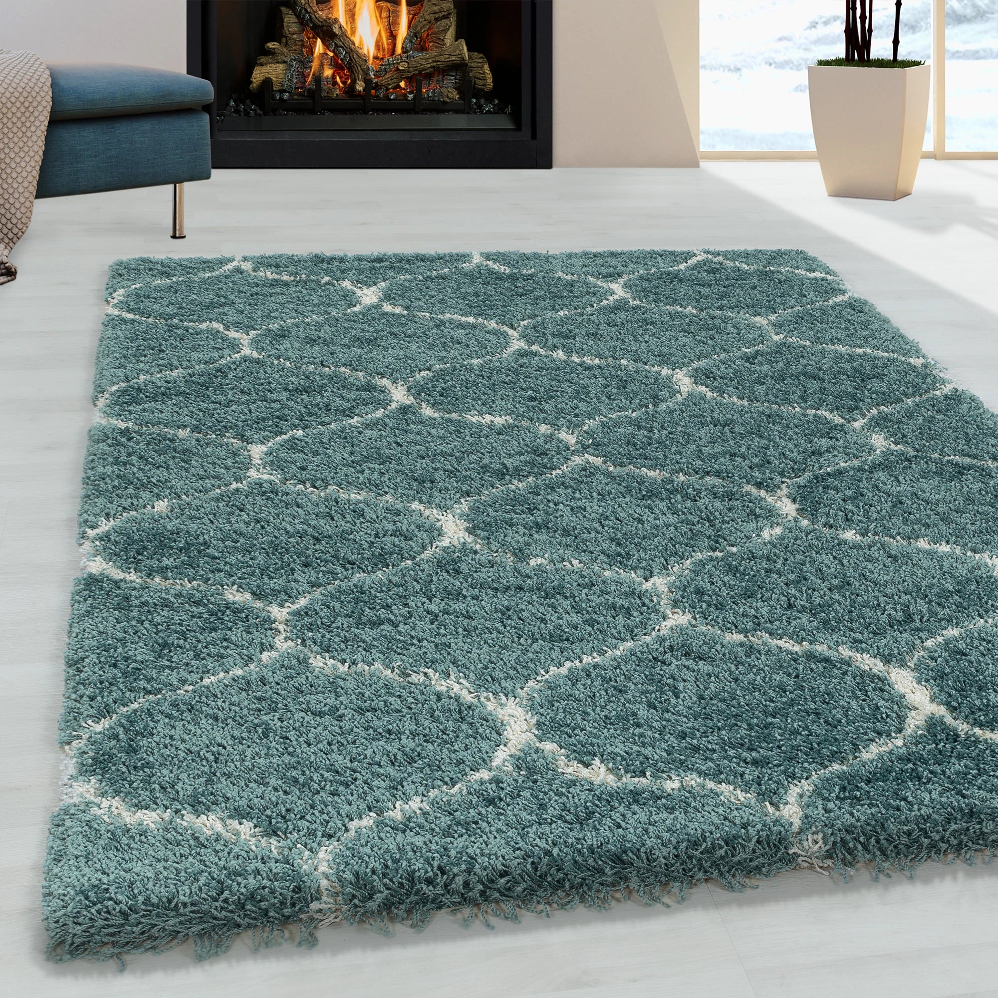 Moroccan Shaggy Rug | Blue