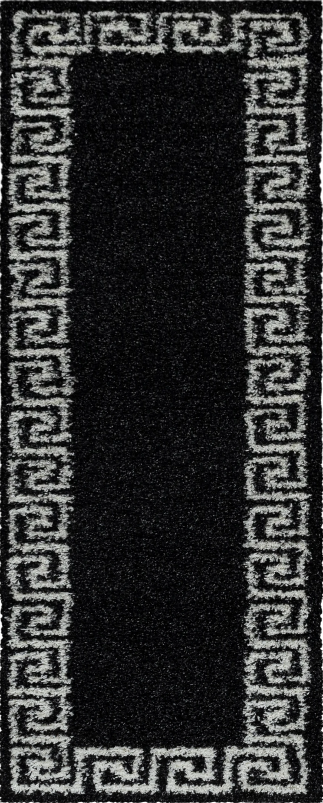 Meander Pattern Neutral Area Rug | Anthracite