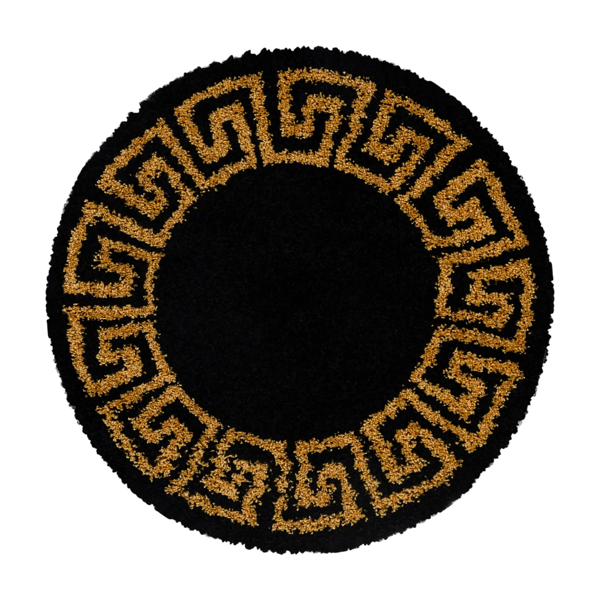 Meander Pattern Neutral Area Rug | Gold