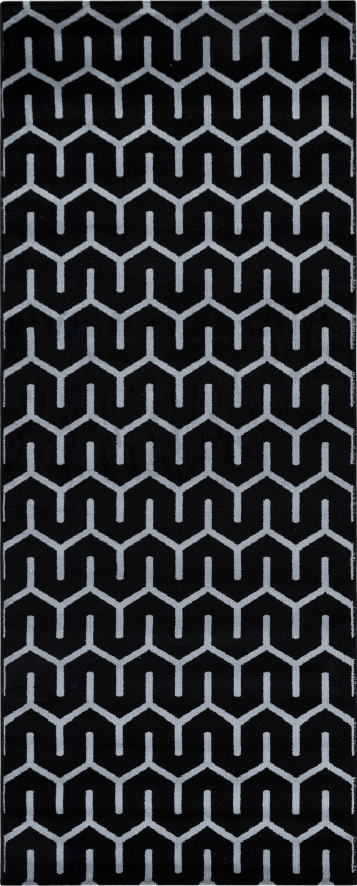 Modern Tessellated Maze Area Rug | Black