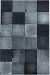 Contemporary Distressed Grid Pattern Rug | BlacK Black