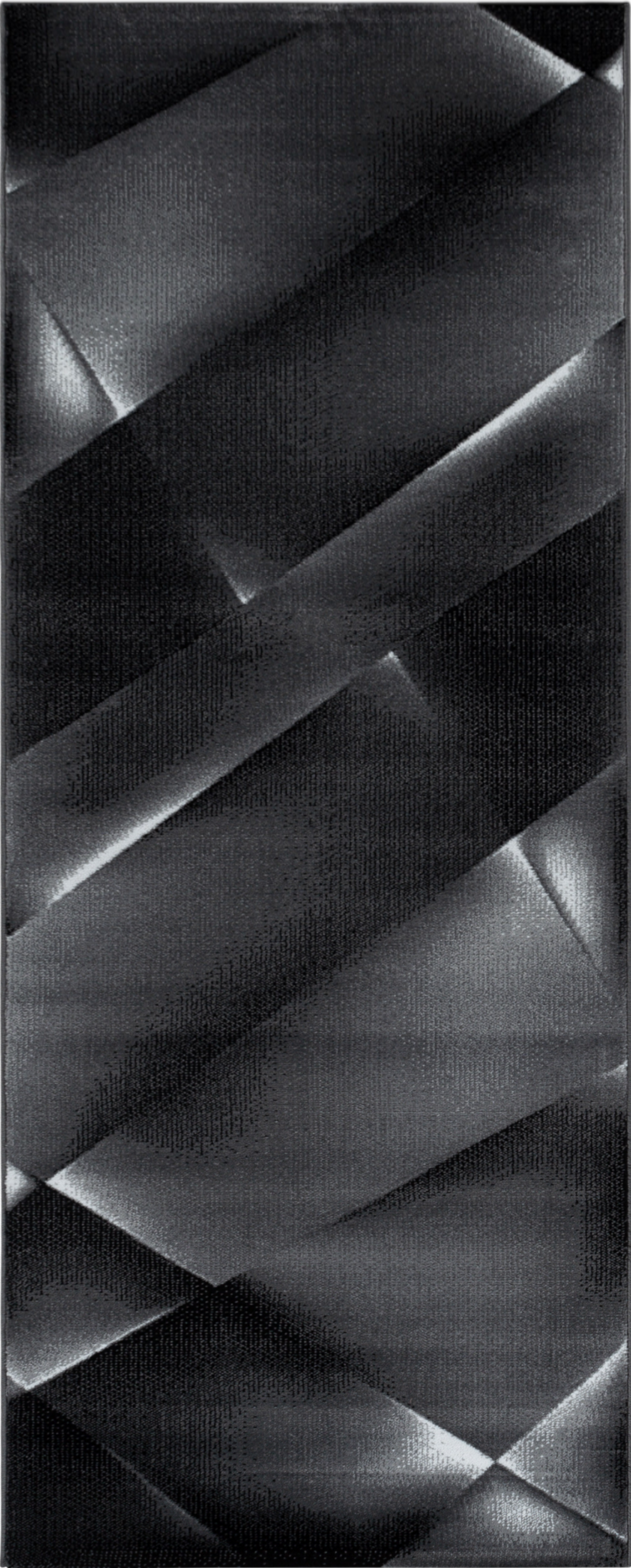 Modern Prism Geometric Pattern Rug | Black