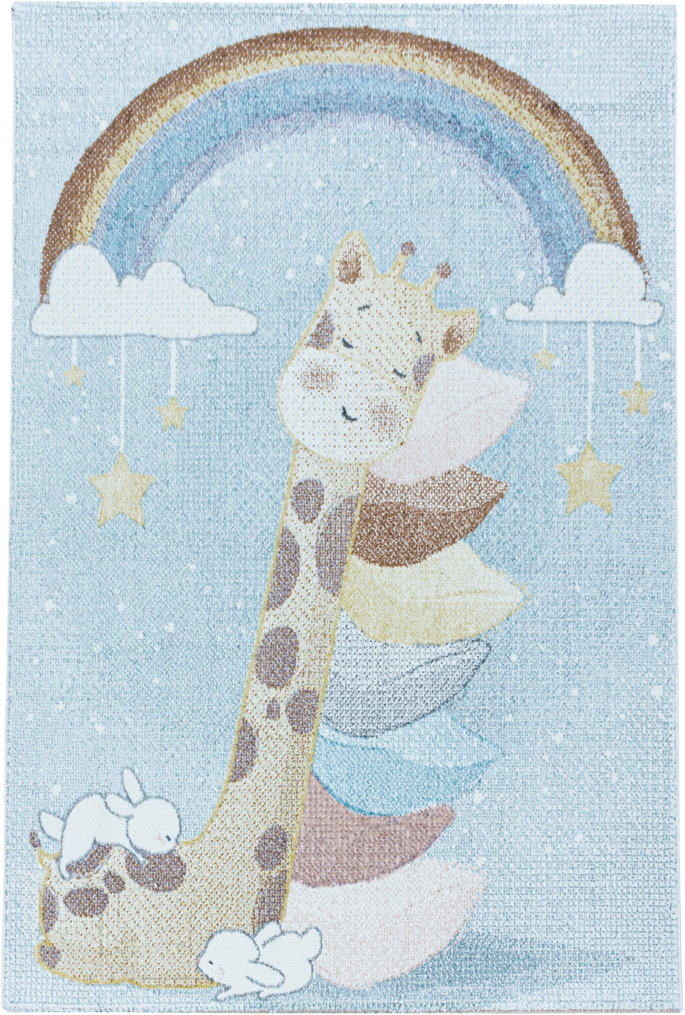 Giraffe Kids Rug Blue