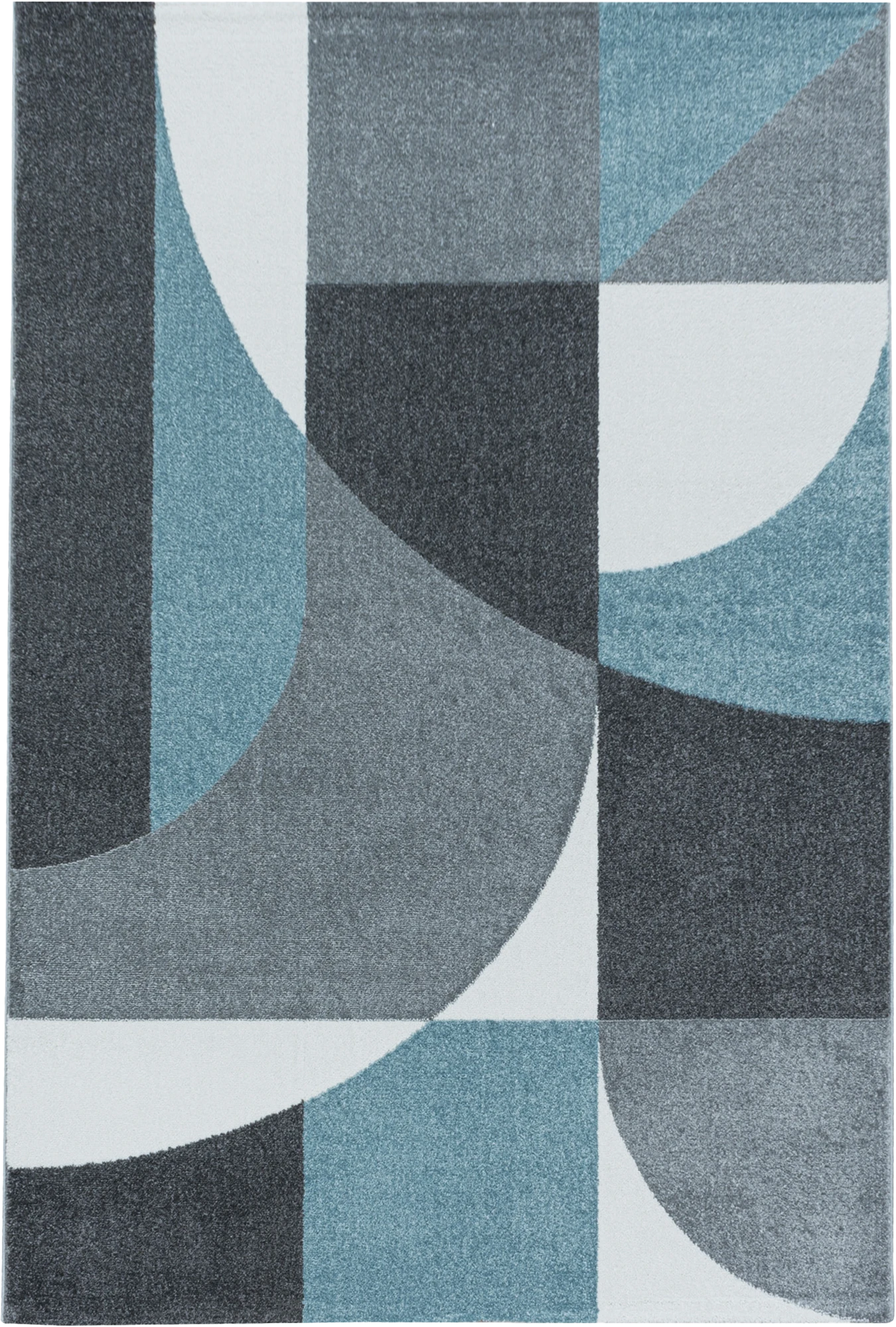 Abstract Mid-Century Curve Rug - Blue