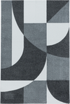 Abstract Mid-Century Curve Rug - Gray Gray