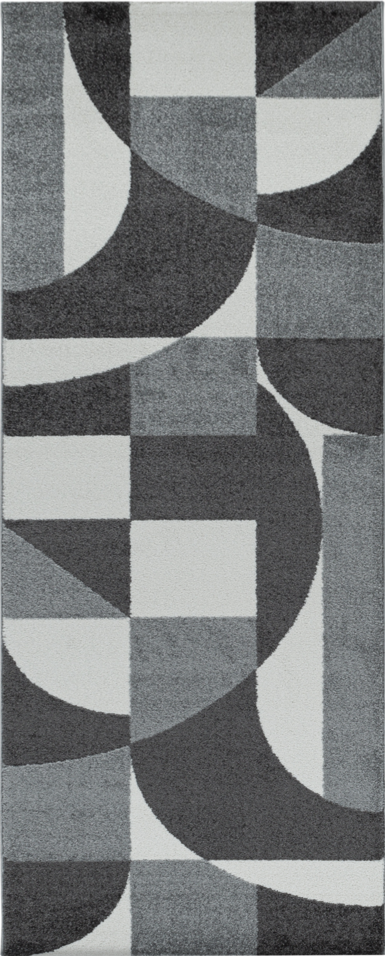 Abstract Mid-Century Curve Rug - Gray