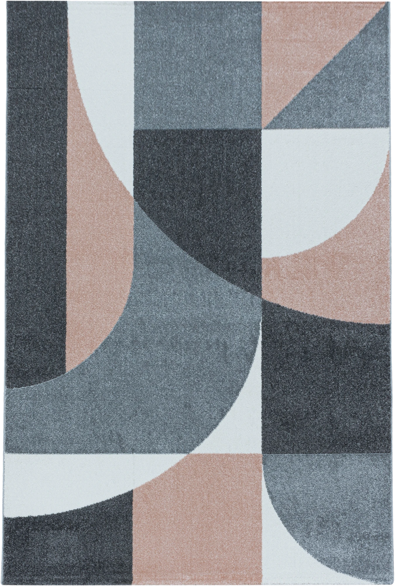 Abstract Mid-Century Curve Rug - Rose