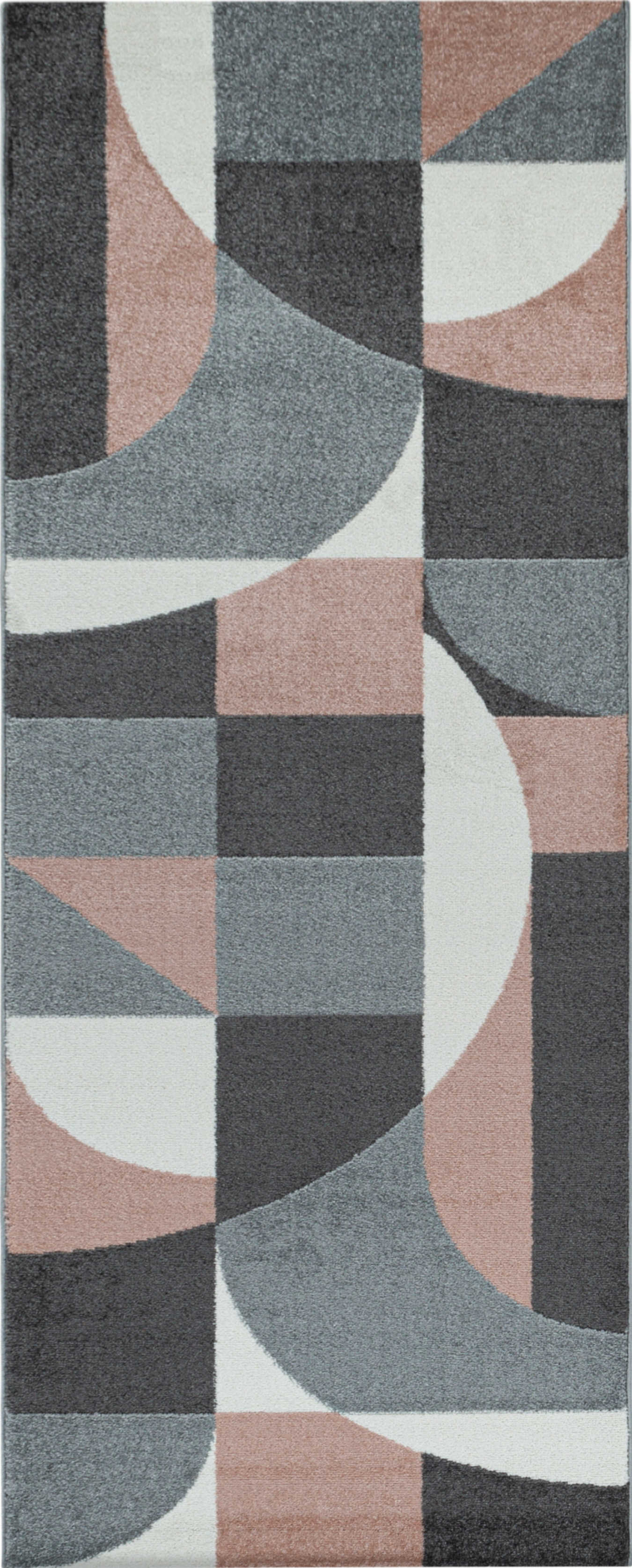 Abstract Mid-Century Curve Rug - Rose