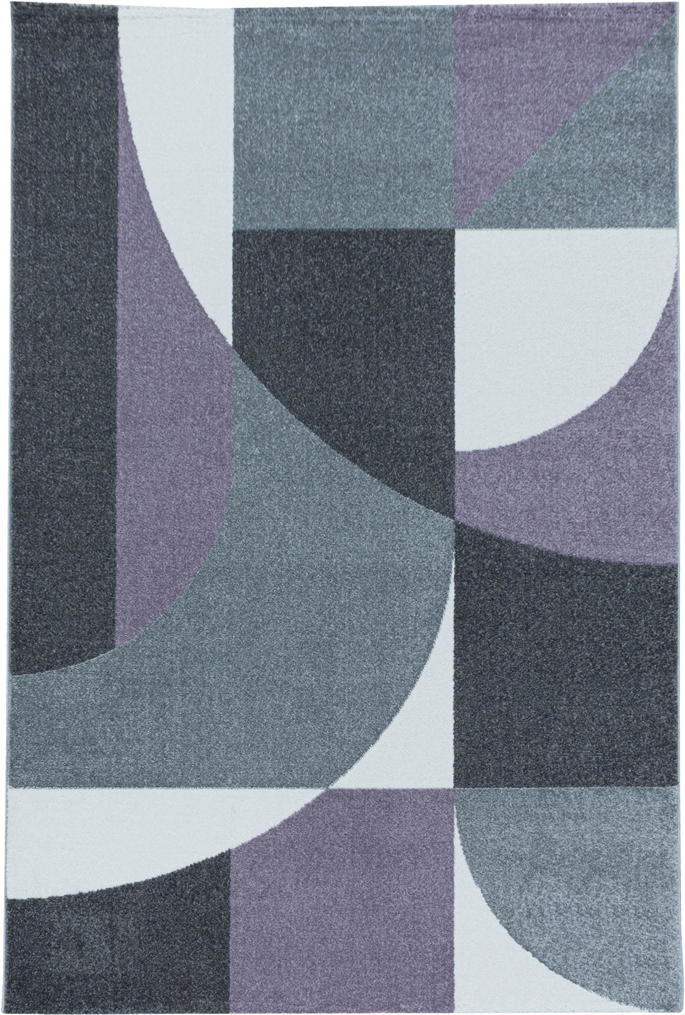 Abstract Mid-Century Curve Rug - Violet