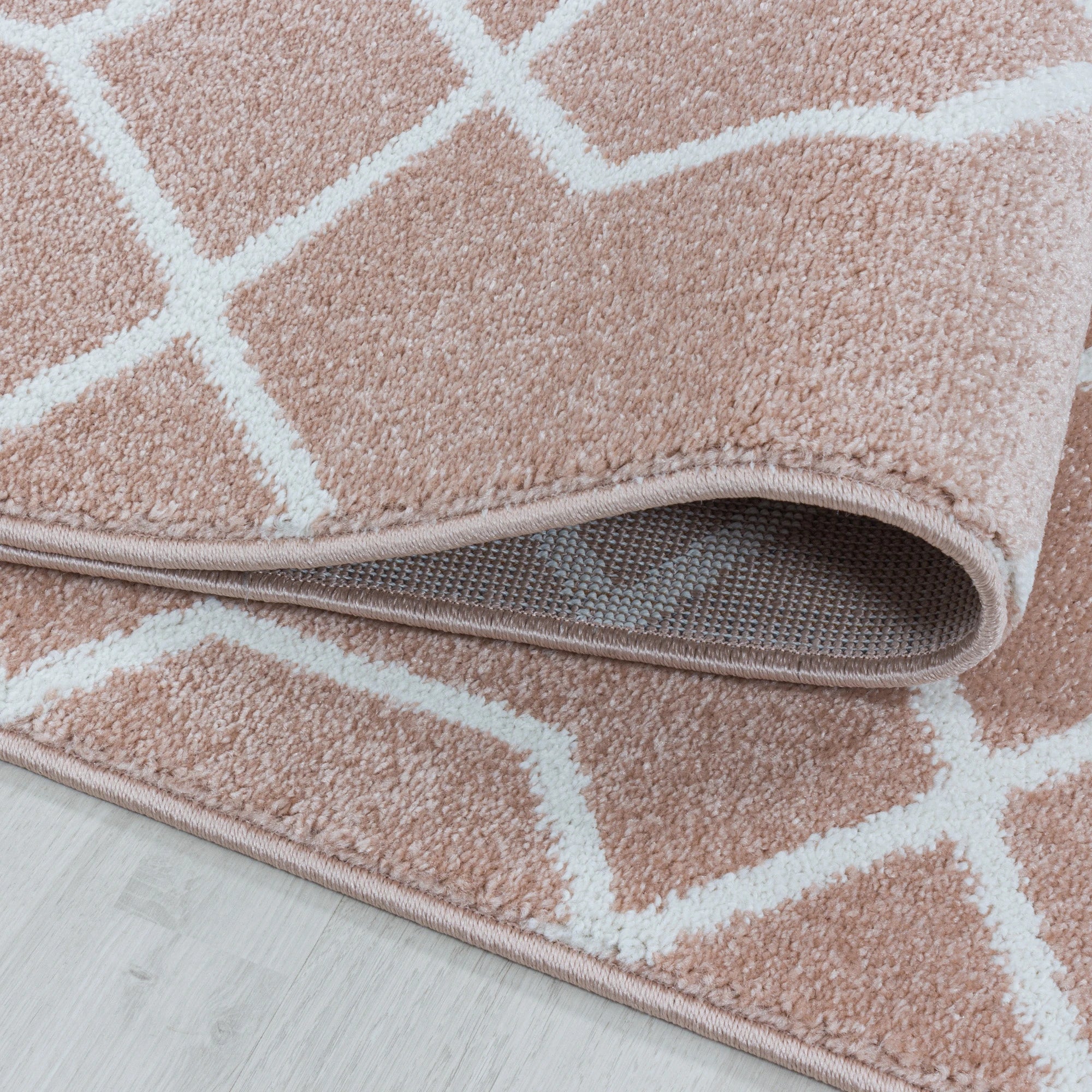 Geometric Hexagon Trellis Area Rug - Rose