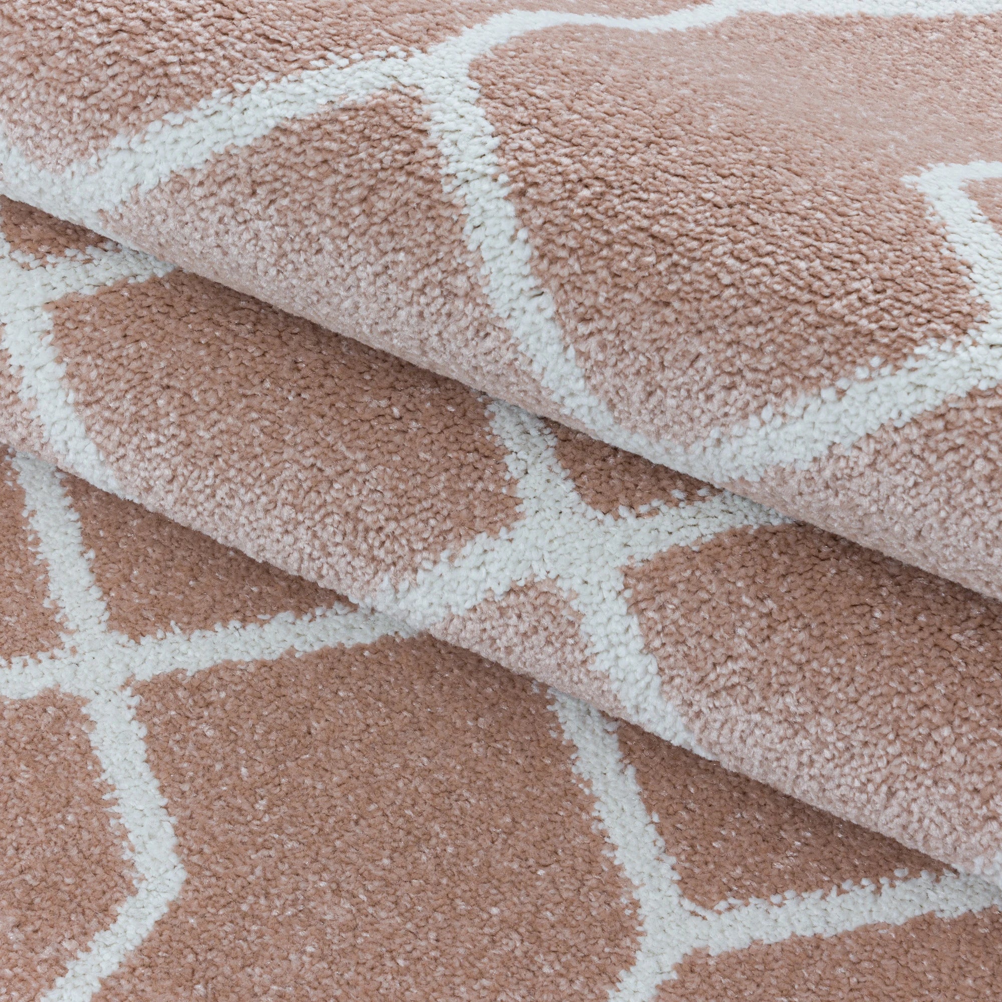 Geometric Hexagon Trellis Area Rug - Rose