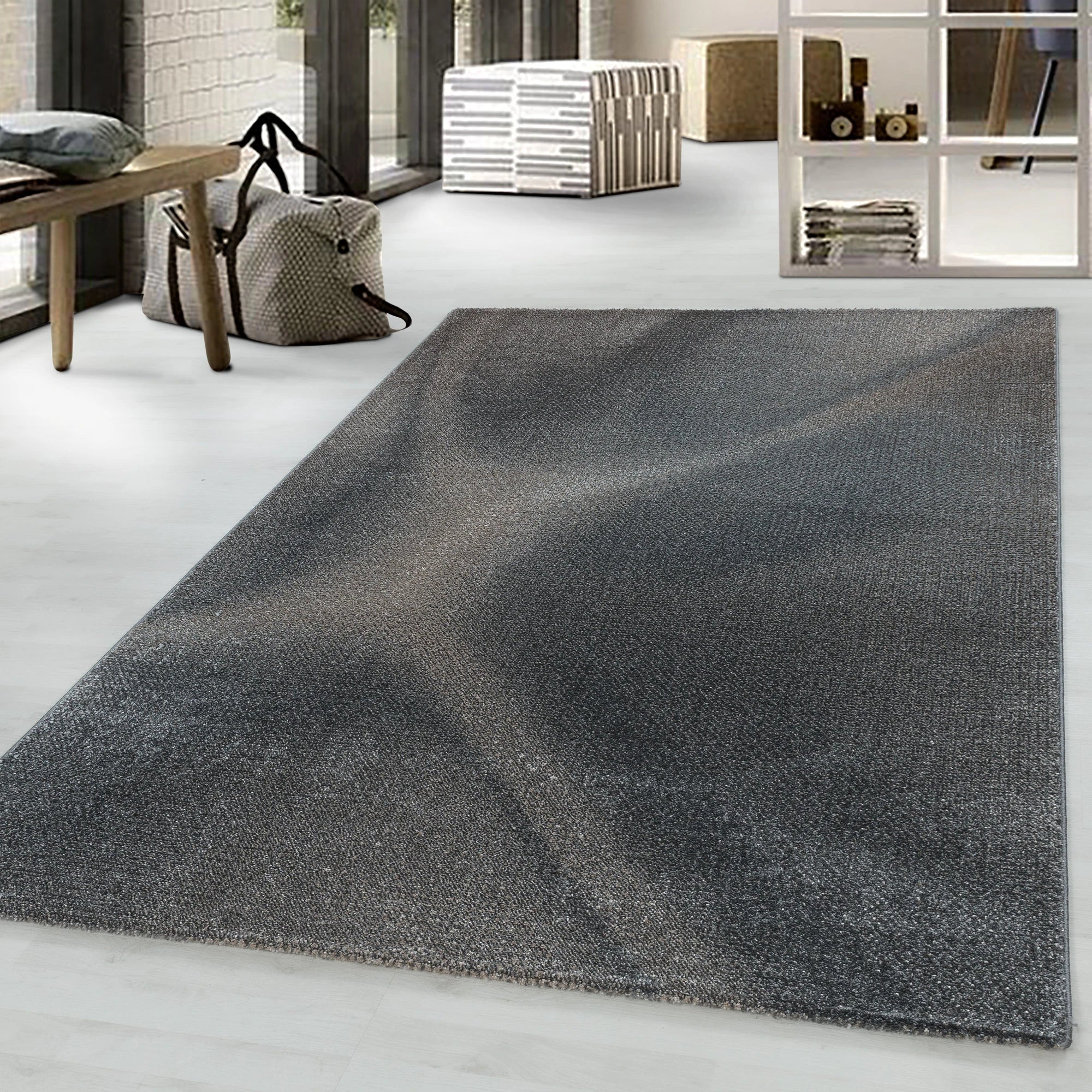 Minimalist Ombre Shimmer Design Rug | Brown