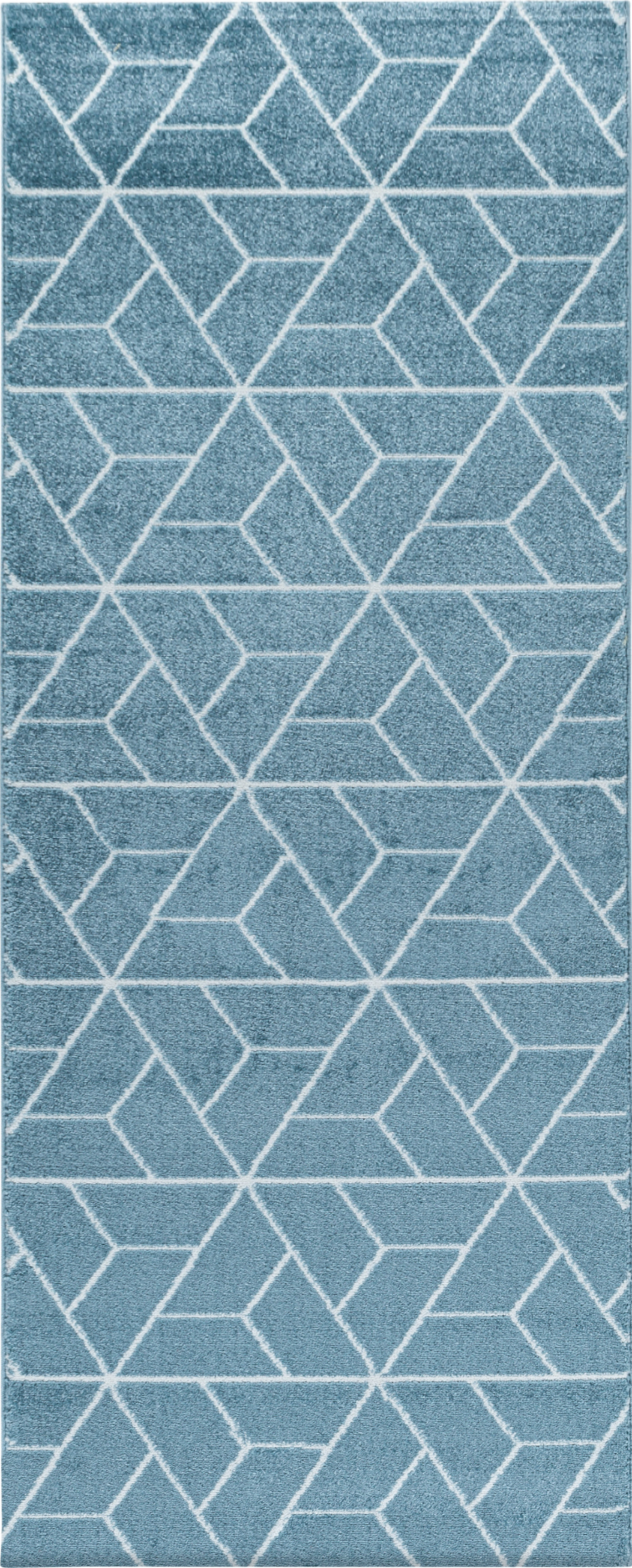 Geometric 3D Cube Line Pattern Area Rug | Blue