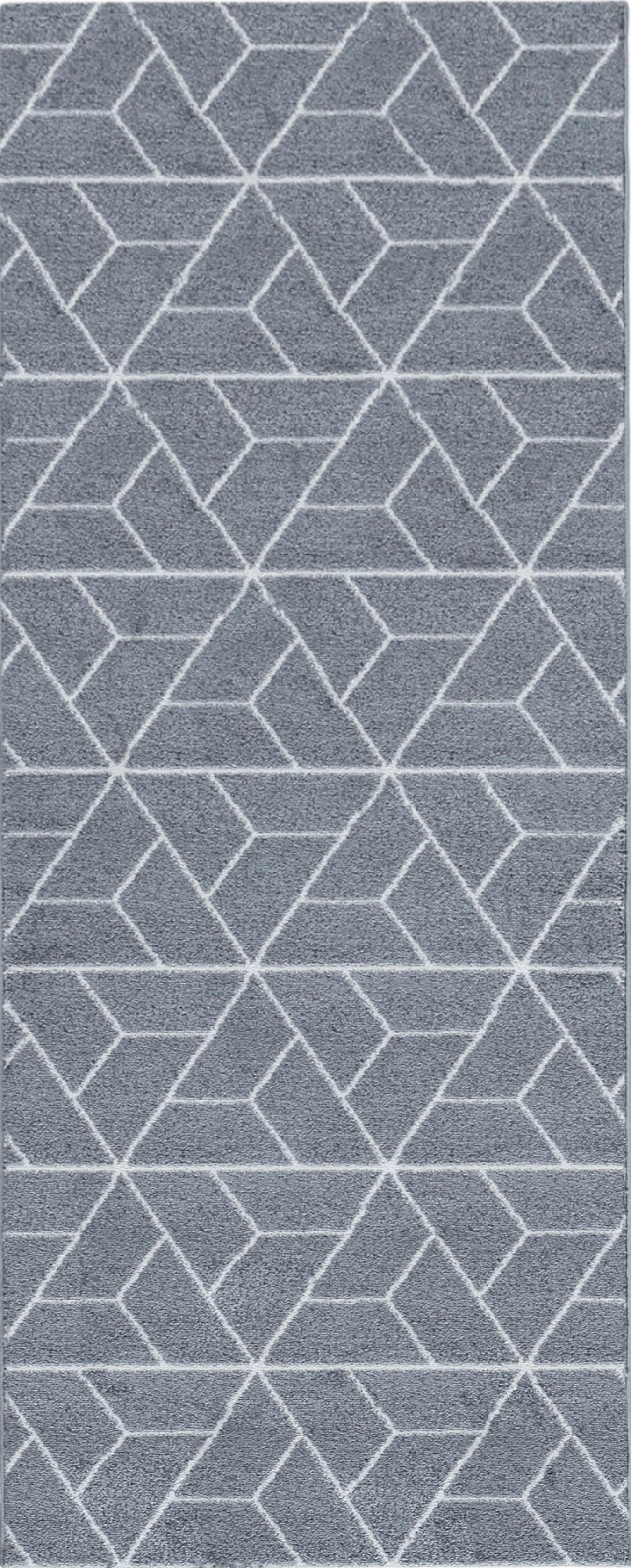 Geometric 3D Cube Line Pattern Area Rug | Gray