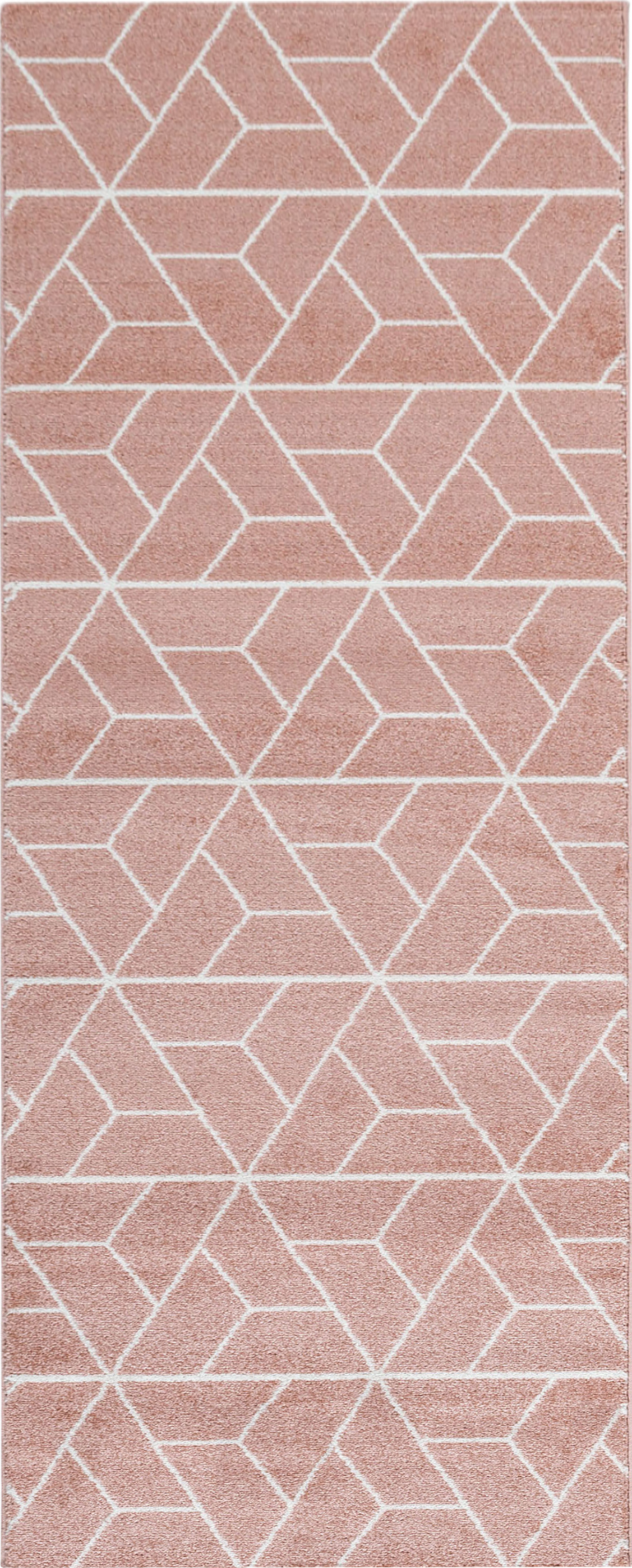 Geometric 3D Cube Line Pattern Area Rug | Rose