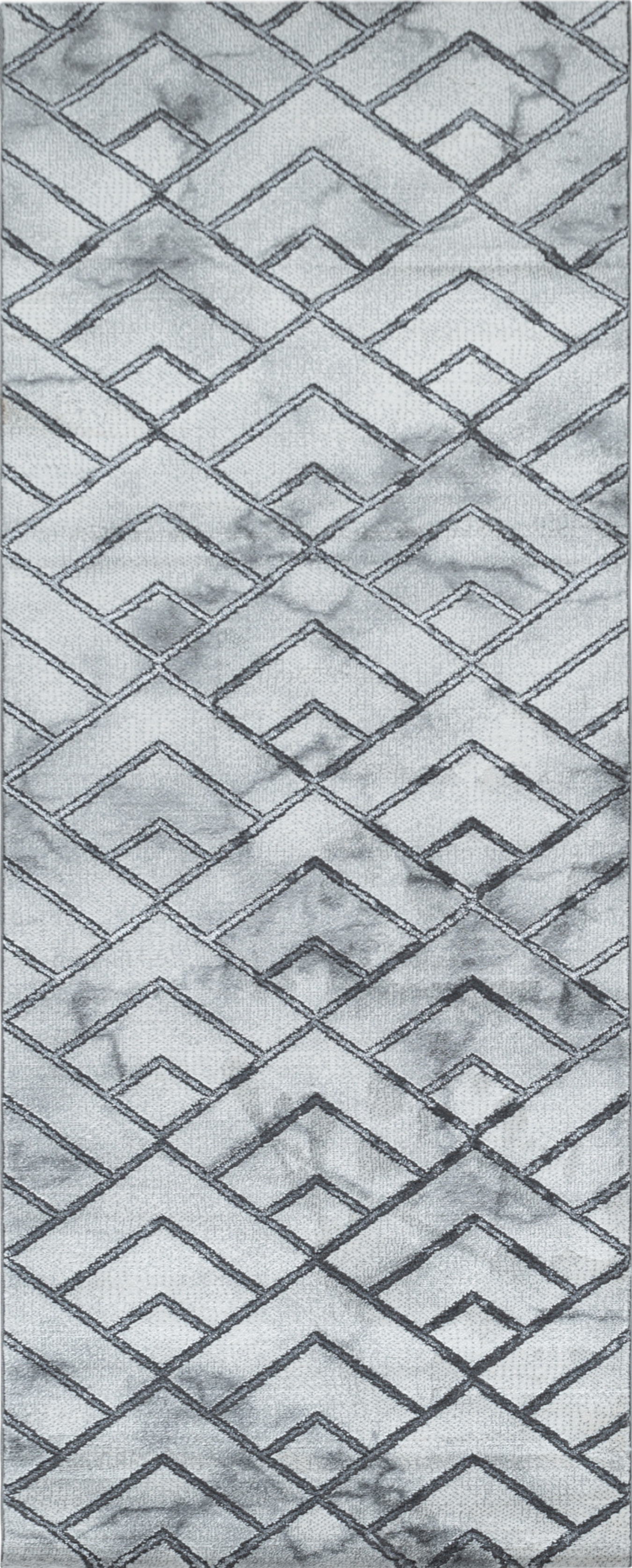Modern Marble Look Geometric Diamond Rug | Silver