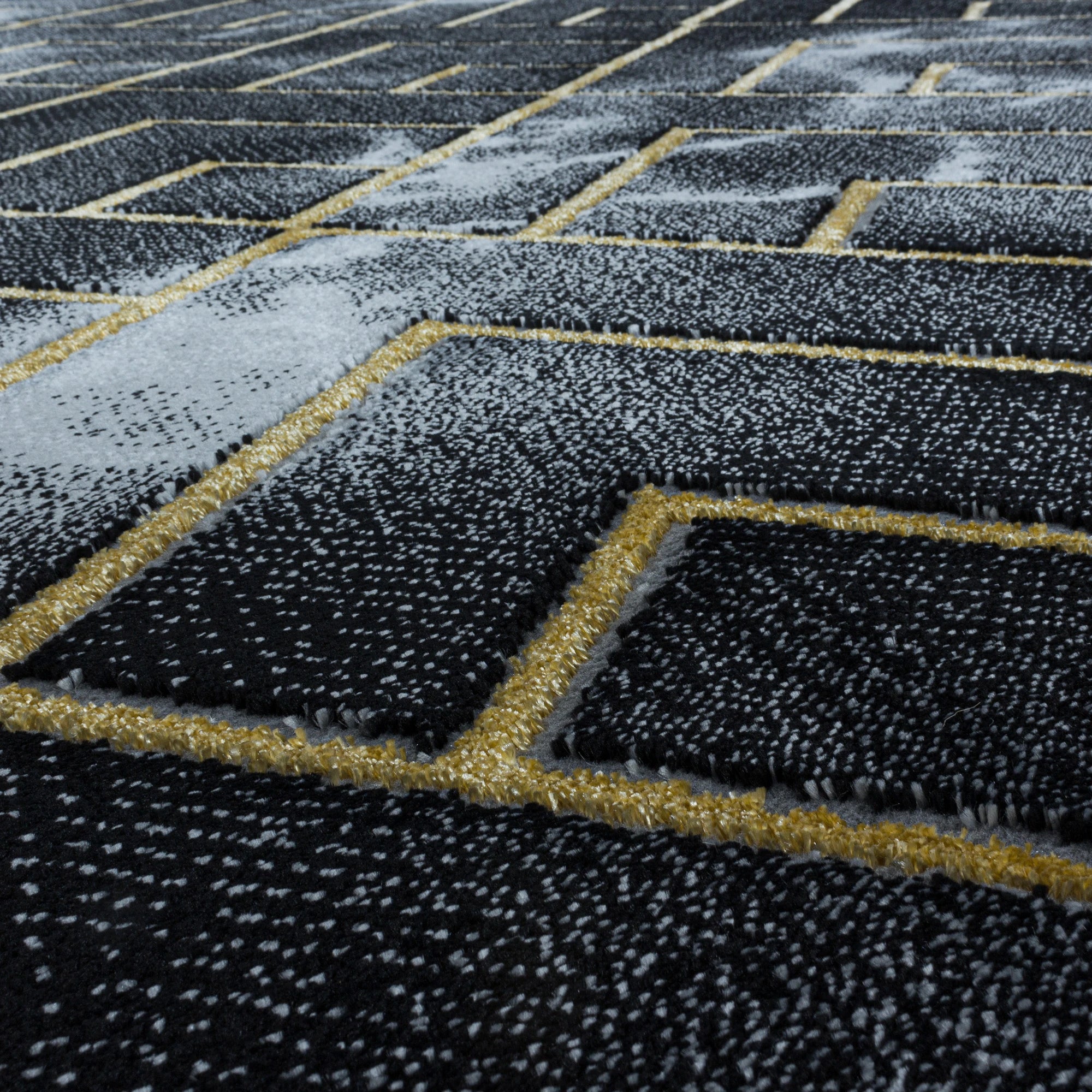 Luxury Art Deco Chevron Geometric Rug | Gold