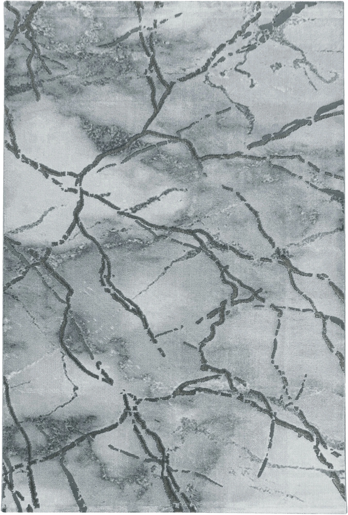 Luxury High-Gloss Marble Veins Area Rug | Silver