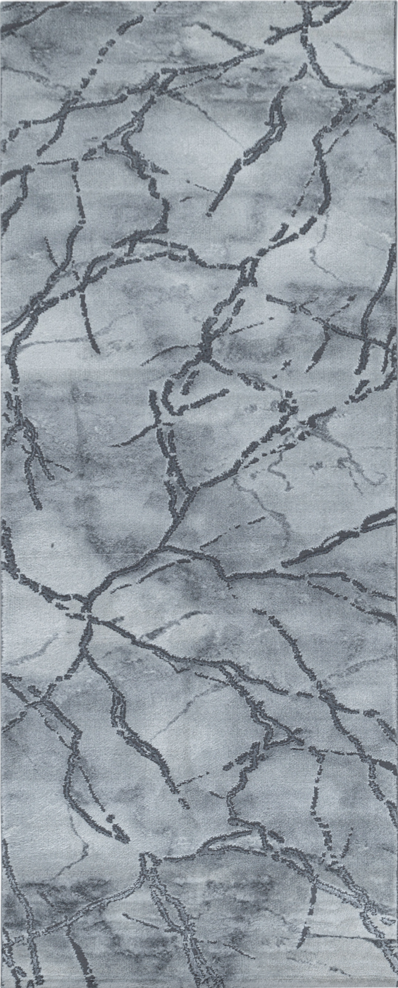 Luxury High-Gloss Marble Veins Area Rug | Silver