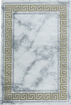 Modern Greek Key Marble Look Border Area Rug | Gold Gold