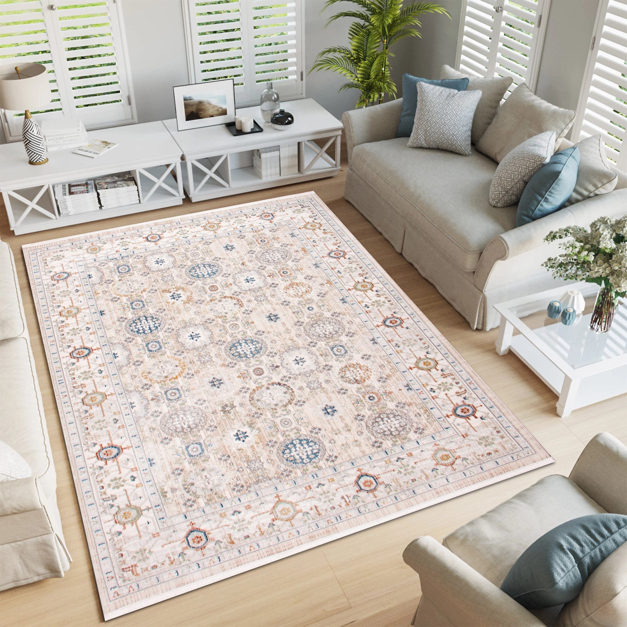 Ivory Harmony Vintage Medallion Rug