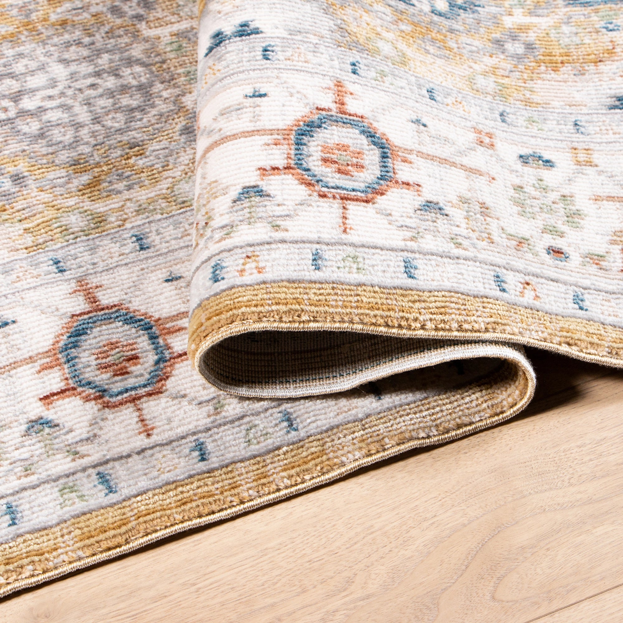 Golden Mosaic Medallion Vintage Rug