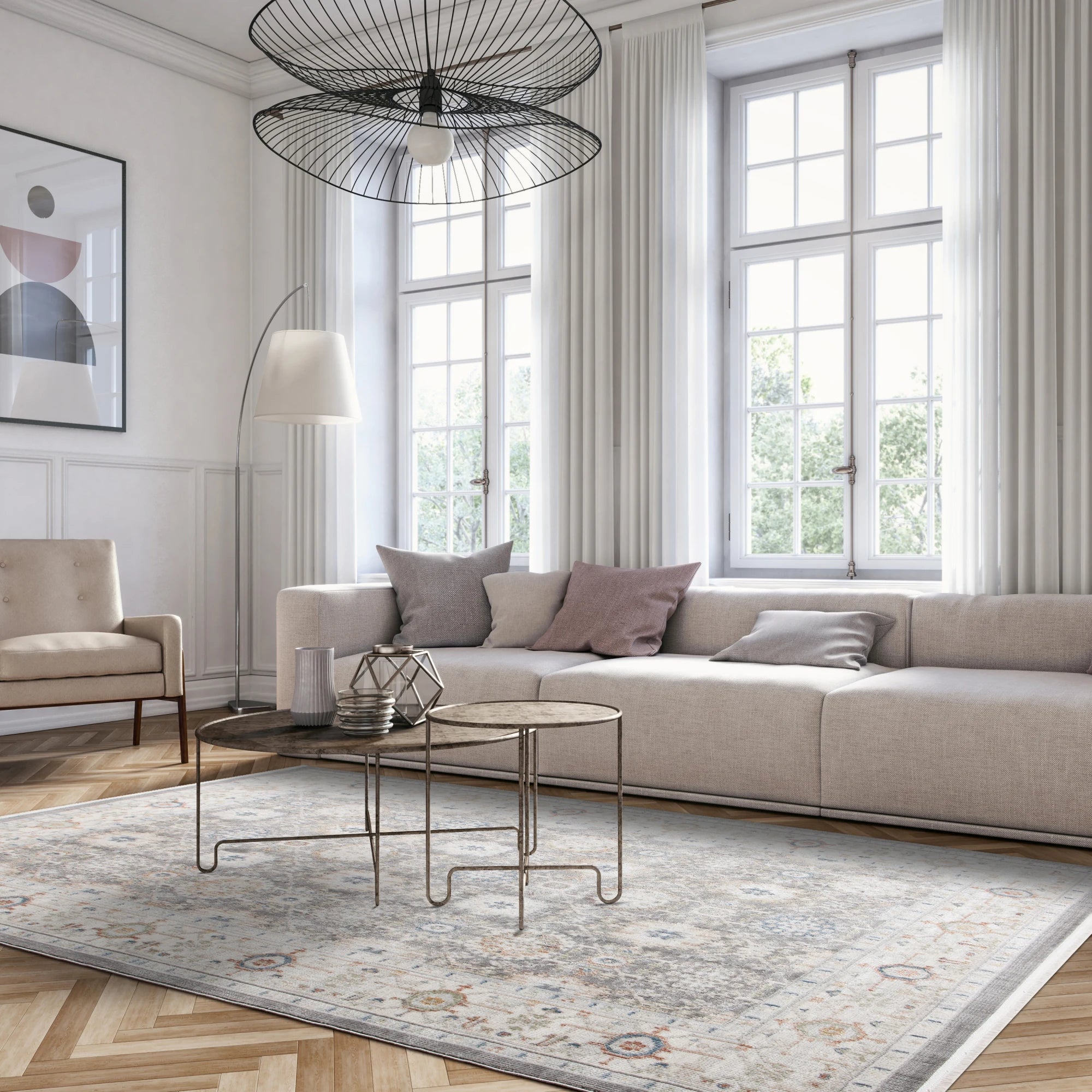 Charcoal Mosaic Medallion Rug