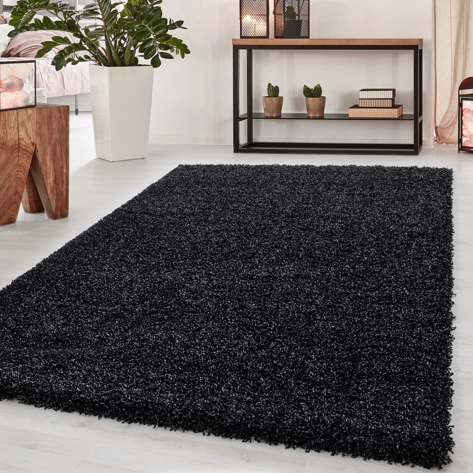 Minimalist Color Plain Cozy Shaggy | Anthracite