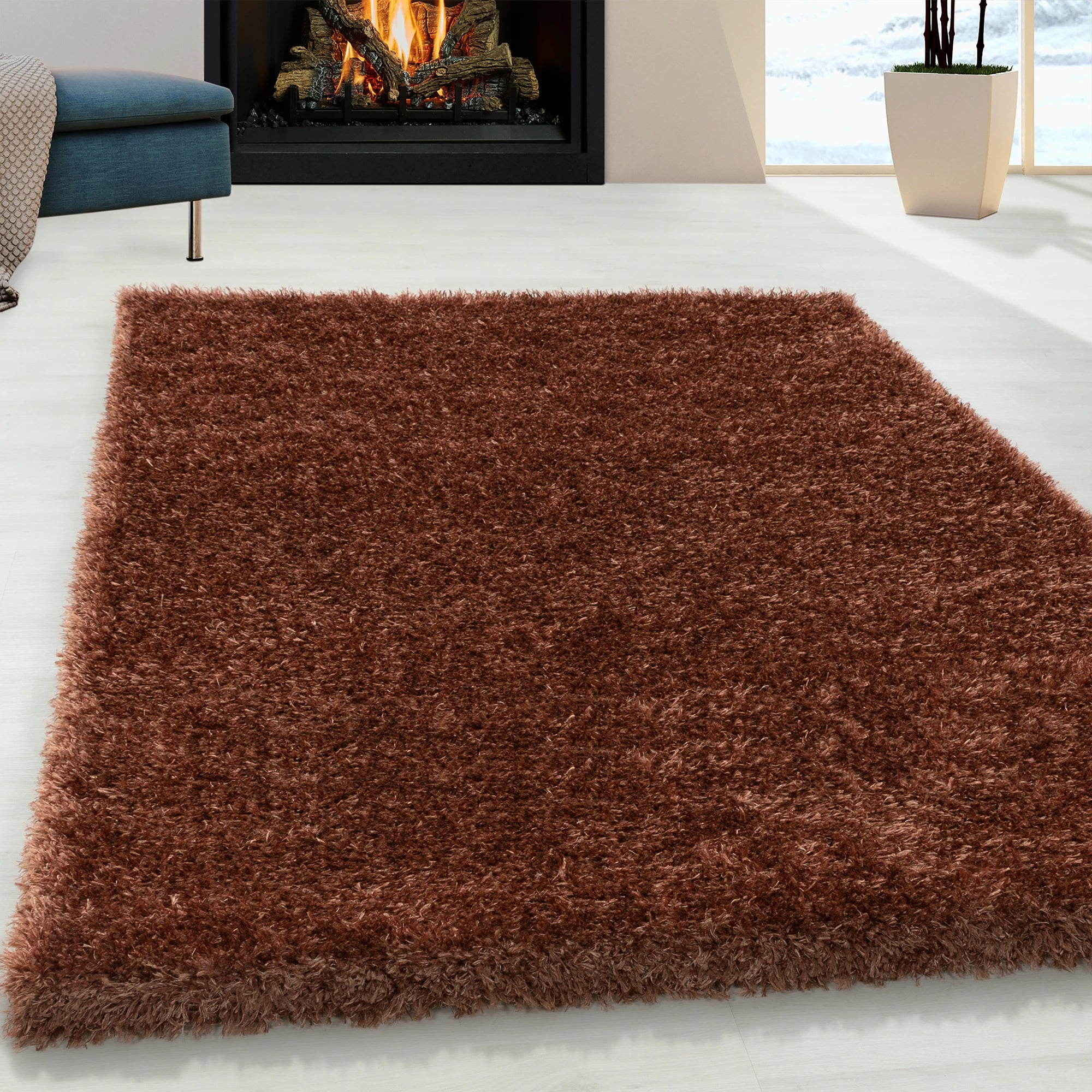 Plain Color Chic Shaggy Rug | Red