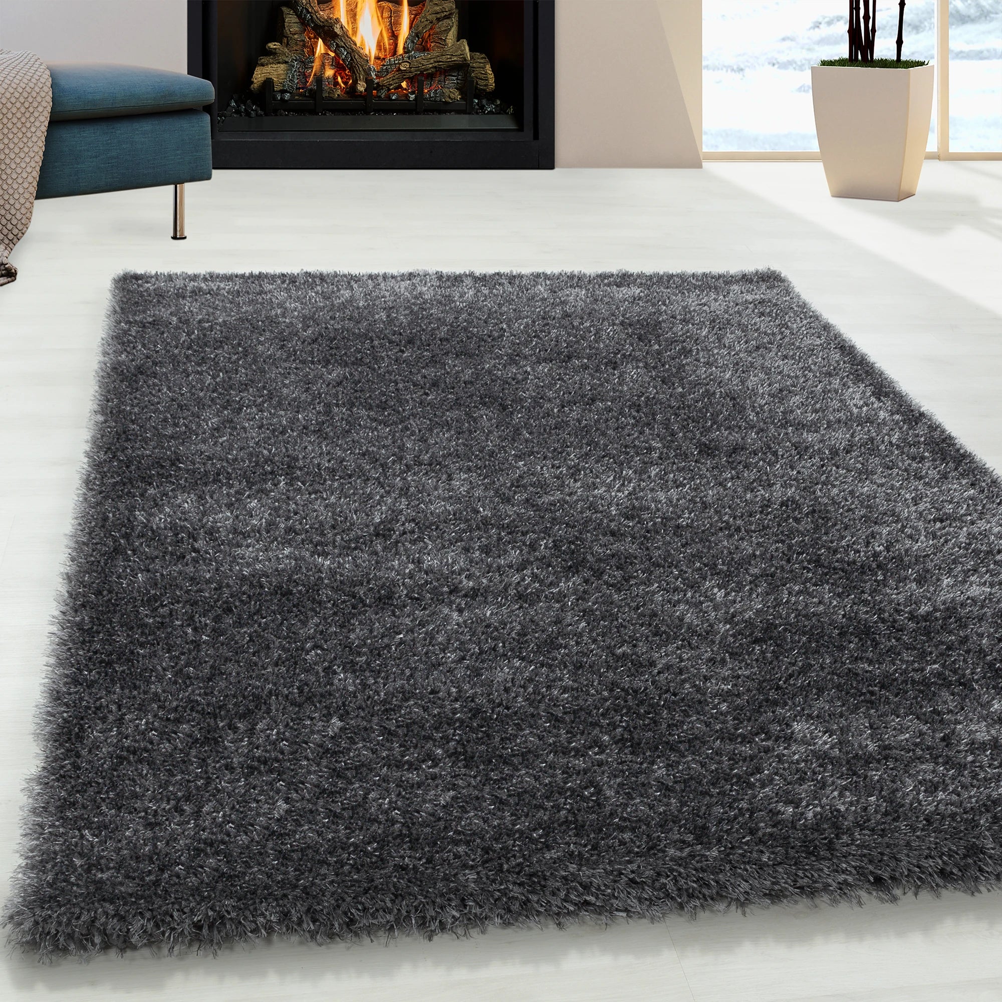 Plain Color Chic Shaggy Rug | Gray