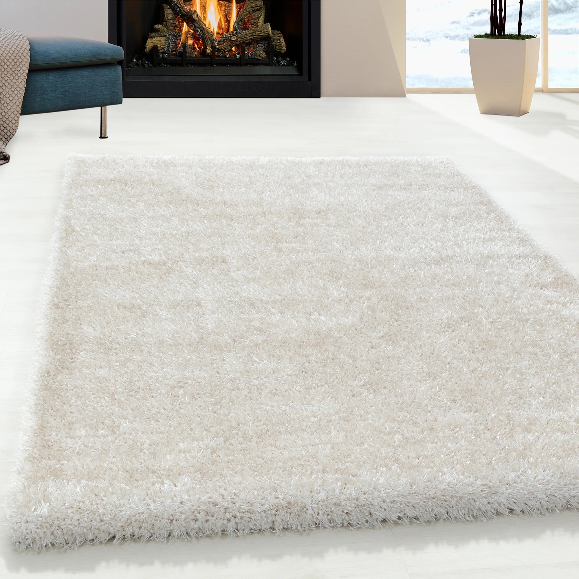 Plain Color Chic Shaggy Rug | Natural