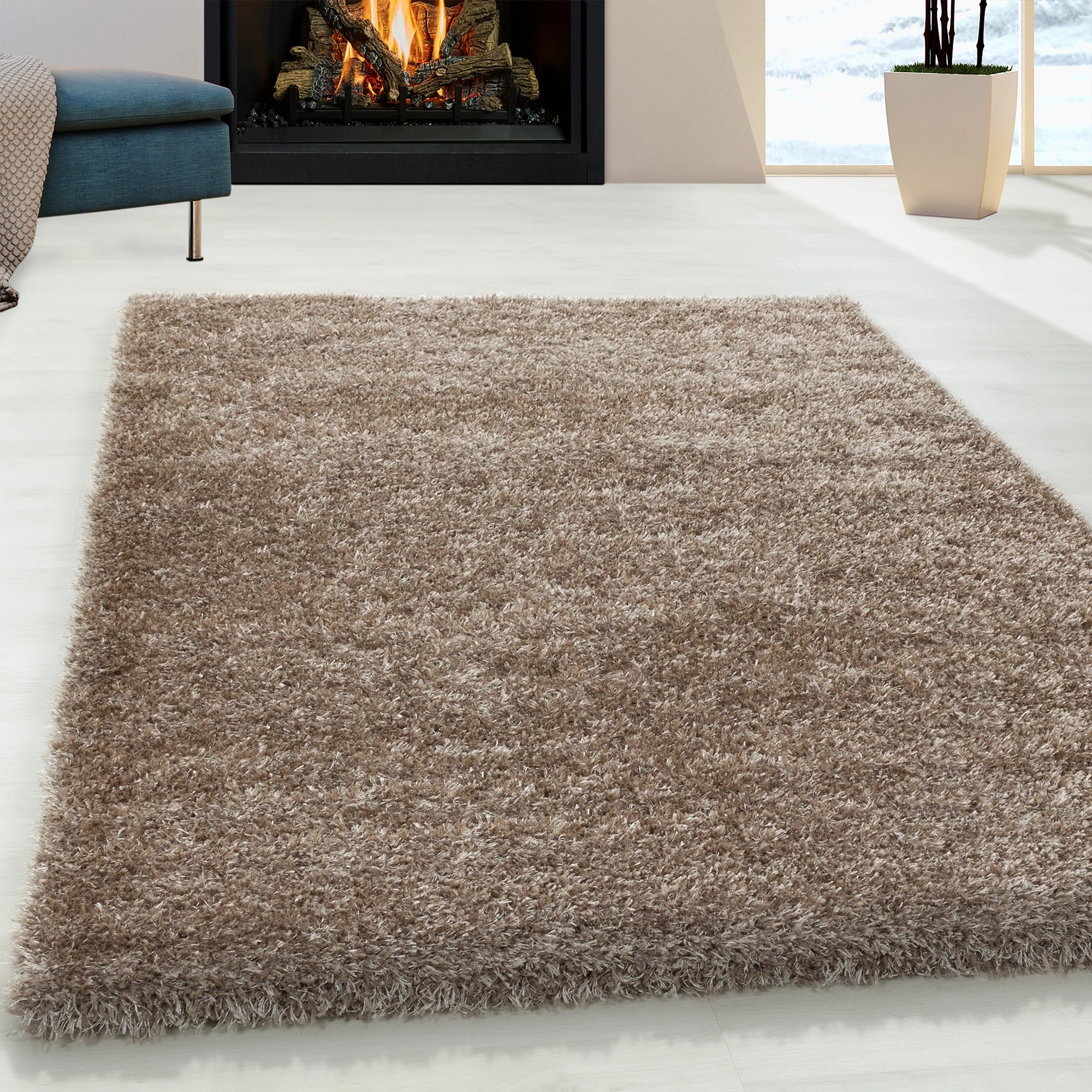 Plain Color Chic Shaggy Rug | Taupe