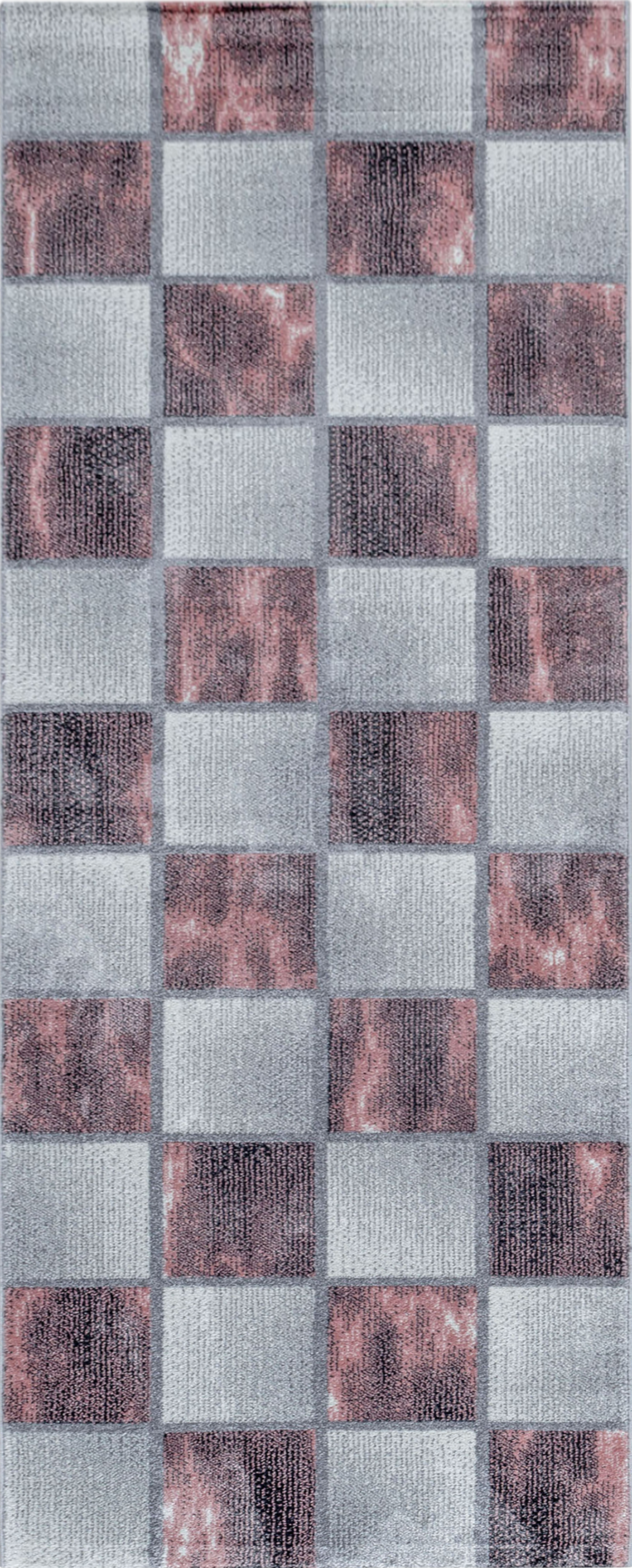 Abstract Marble Effect Checkerboard Area Rug | Rose