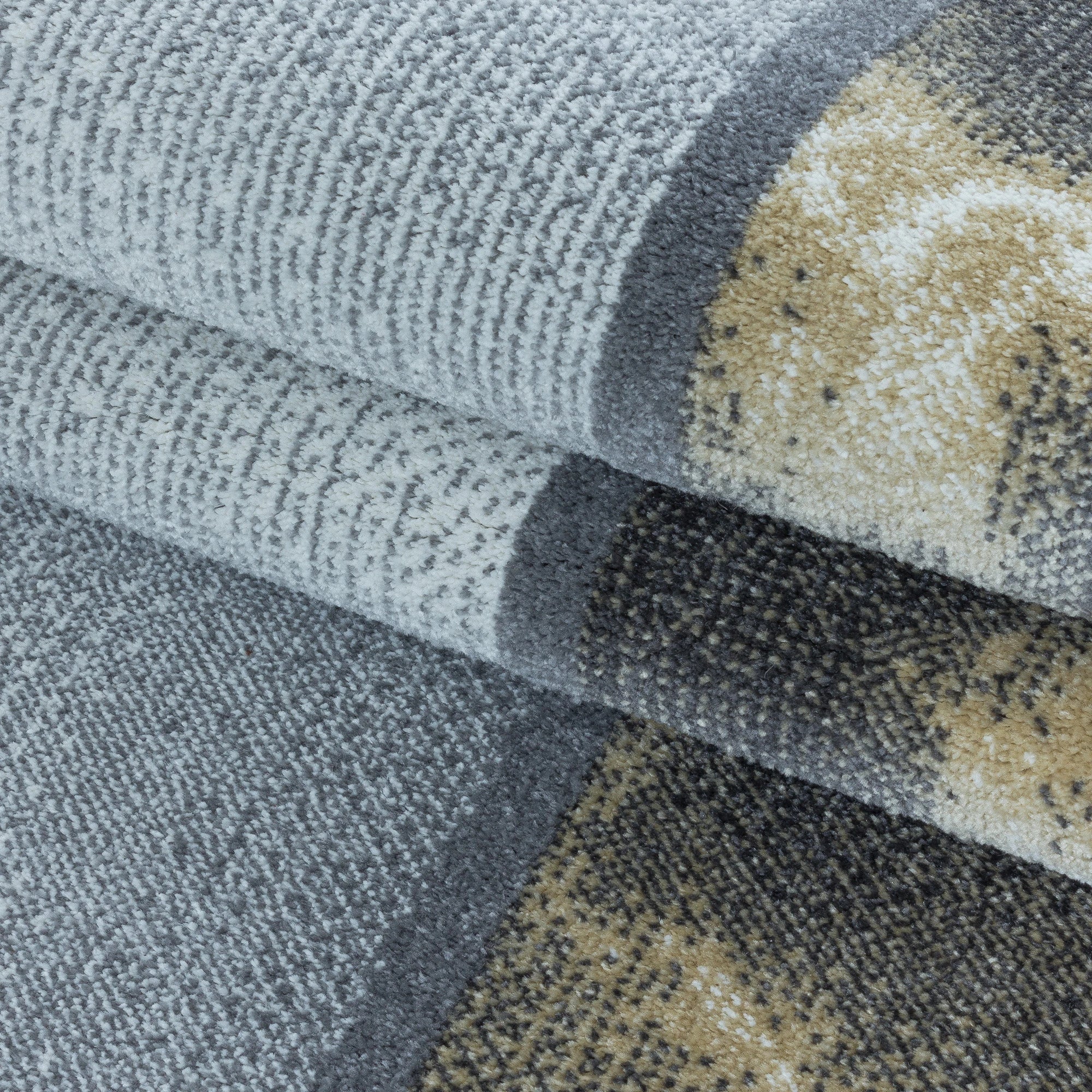 Abstract Marble Effect Checkerboard Area Rug | Yellow