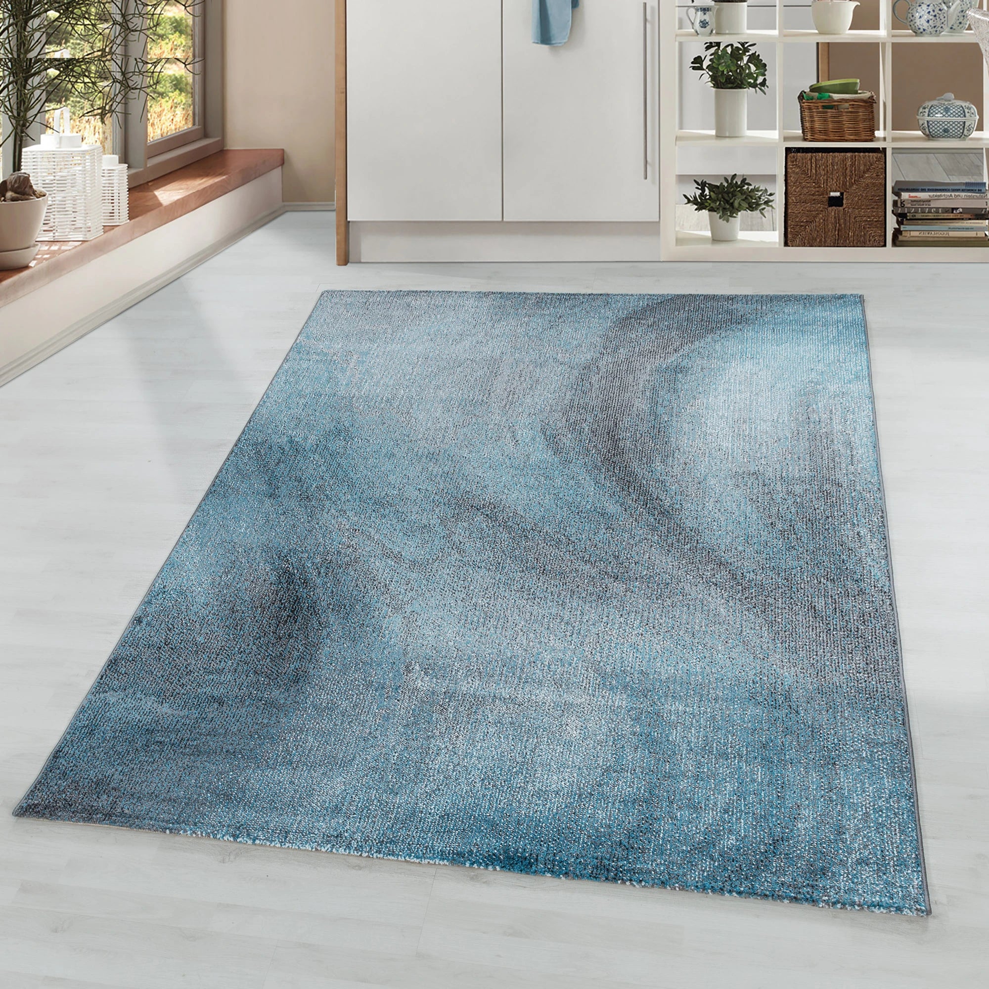 Abstract Distressed Surface Area Rug | Blue