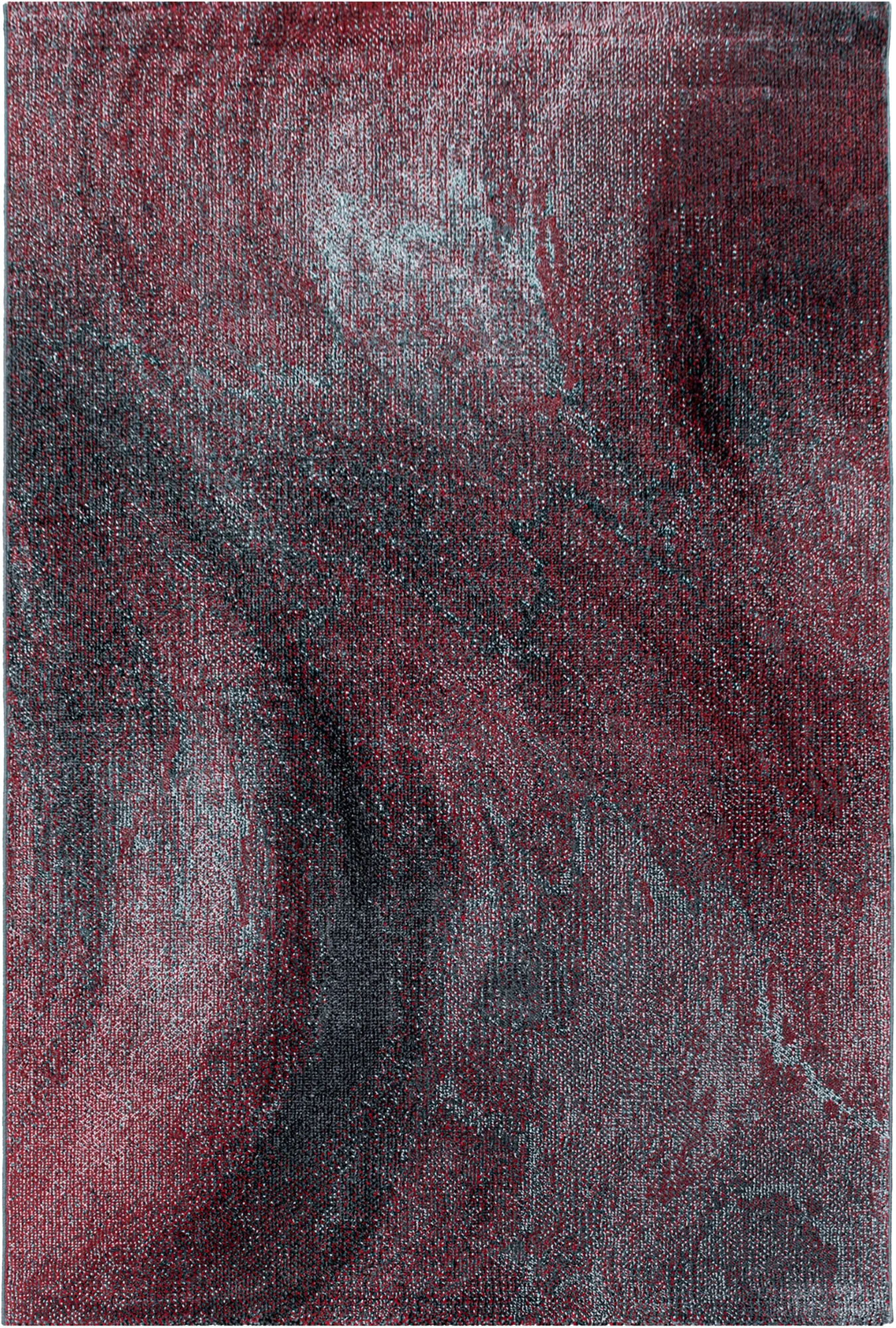 Abstract Distressed Surface Area Rug | Red