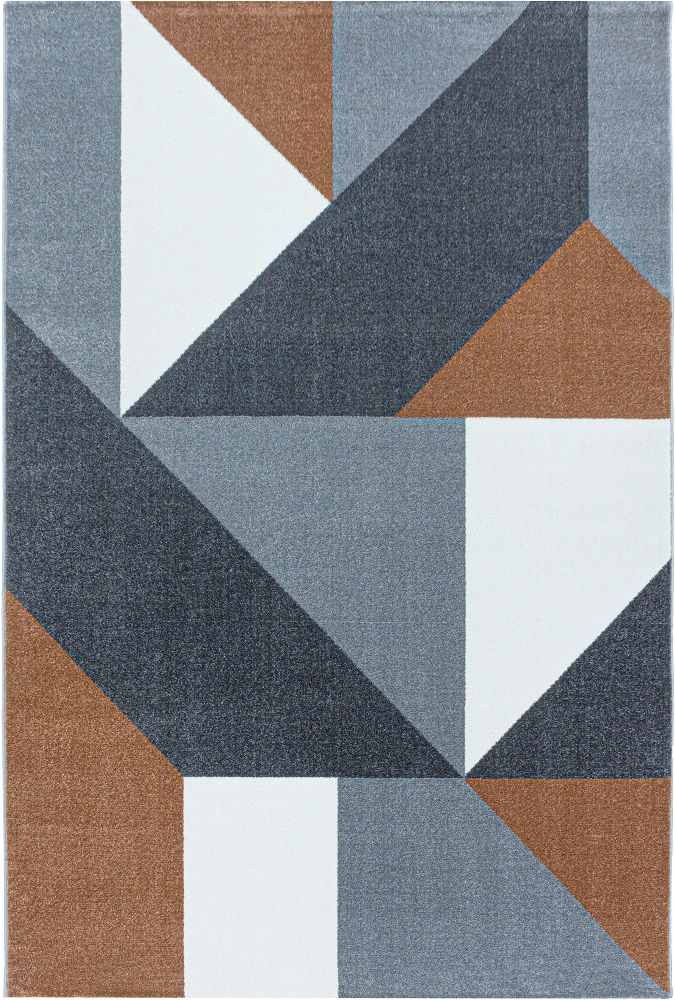 Modern Geometric Triangle Patchwork Area Rug | Copper