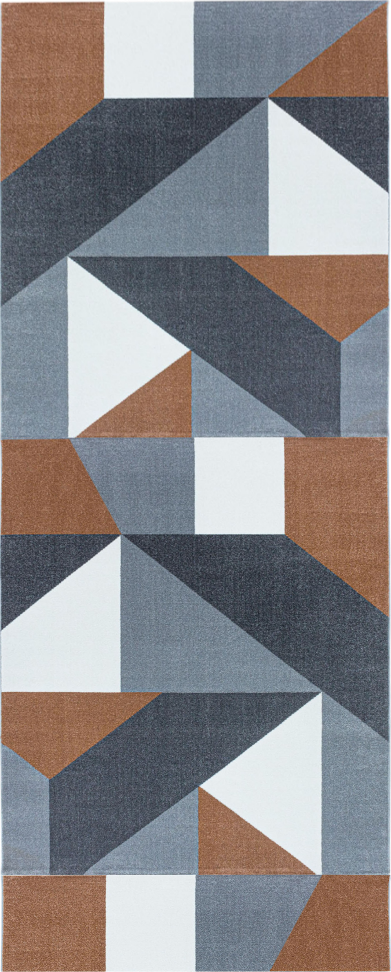 Modern Geometric Triangle Patchwork Area Rug | Copper
