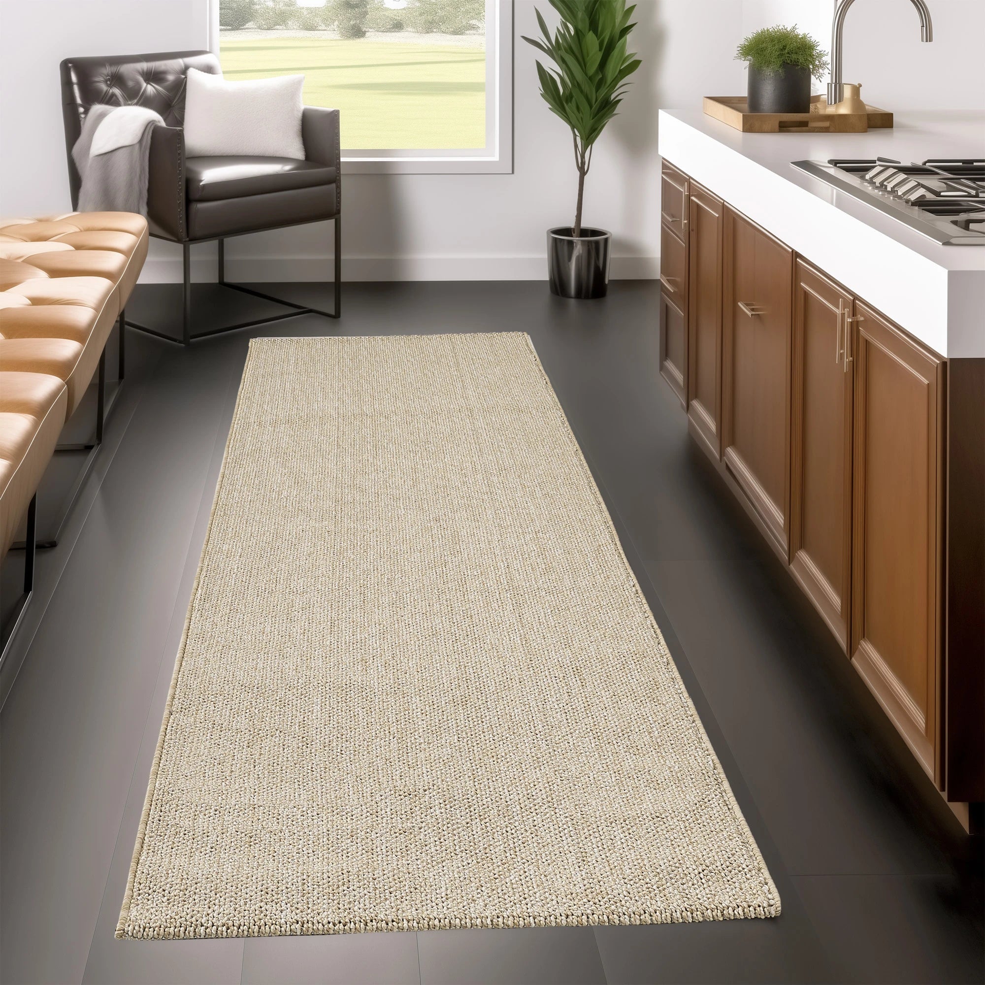Soft Velvet Textured Rug | Beige