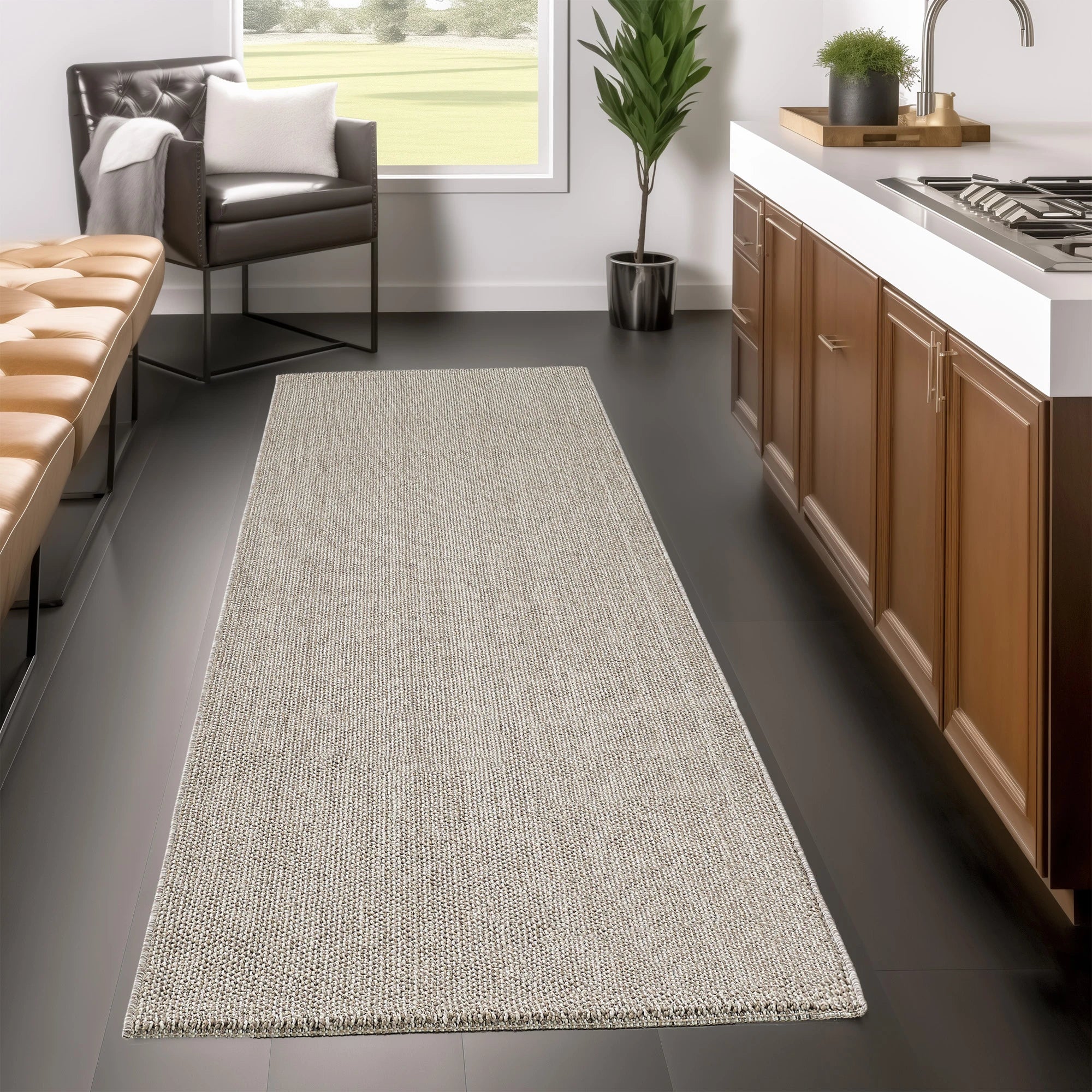 Soft Velvet Textured Rug | Brown