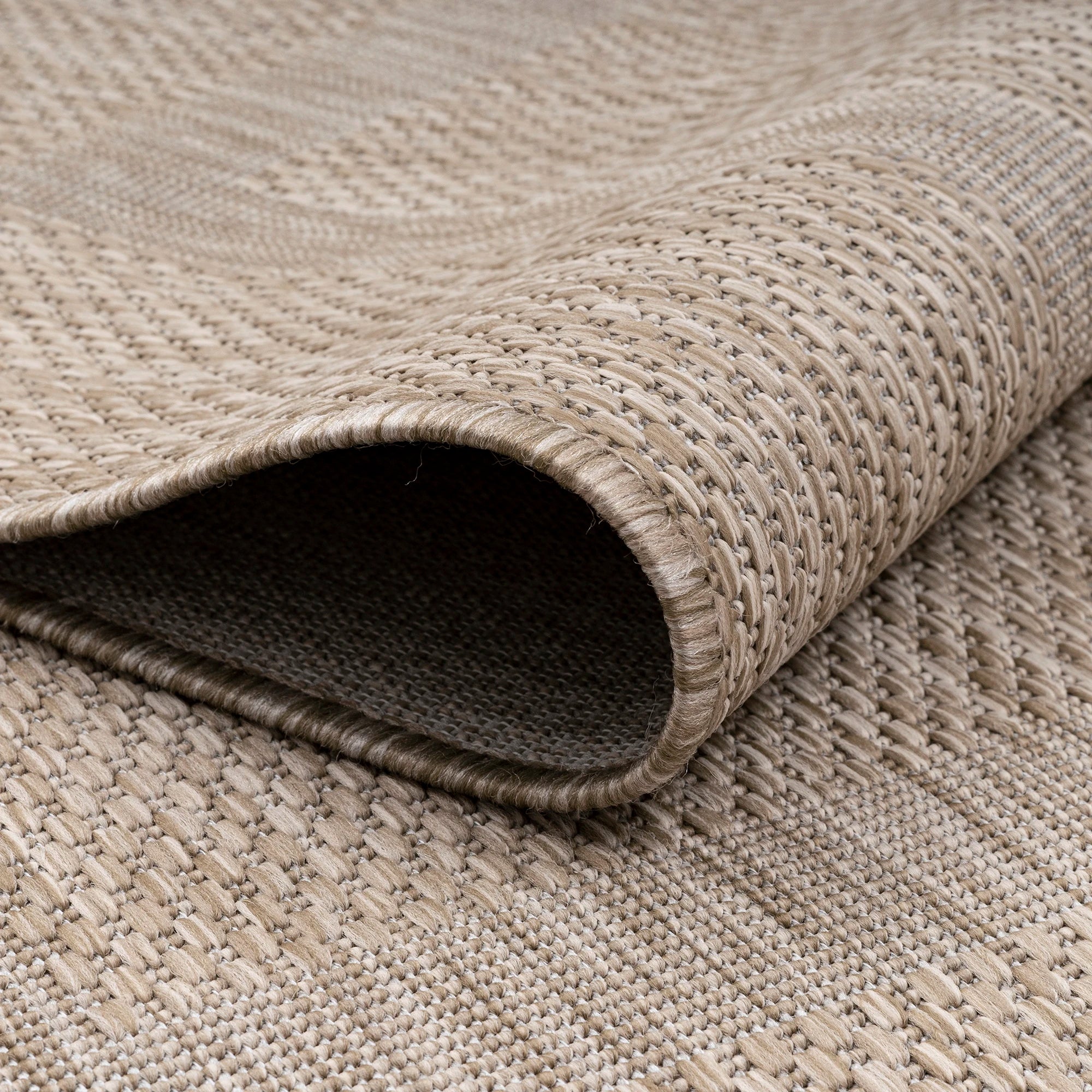Durable Beige Patio Rug | Border Design