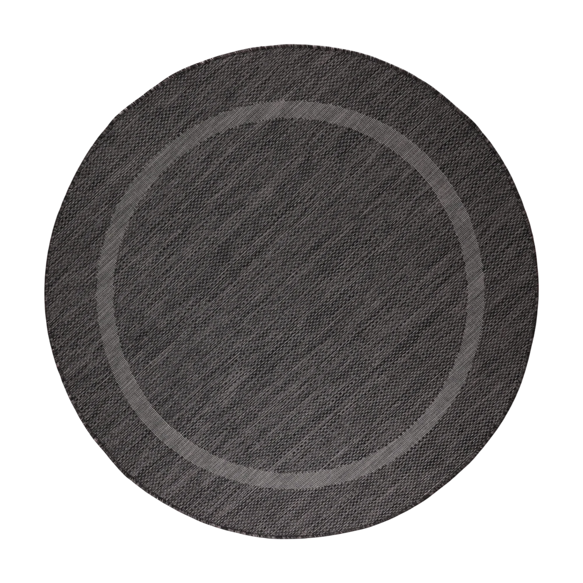 Durable Black Patio Rug | Border Design