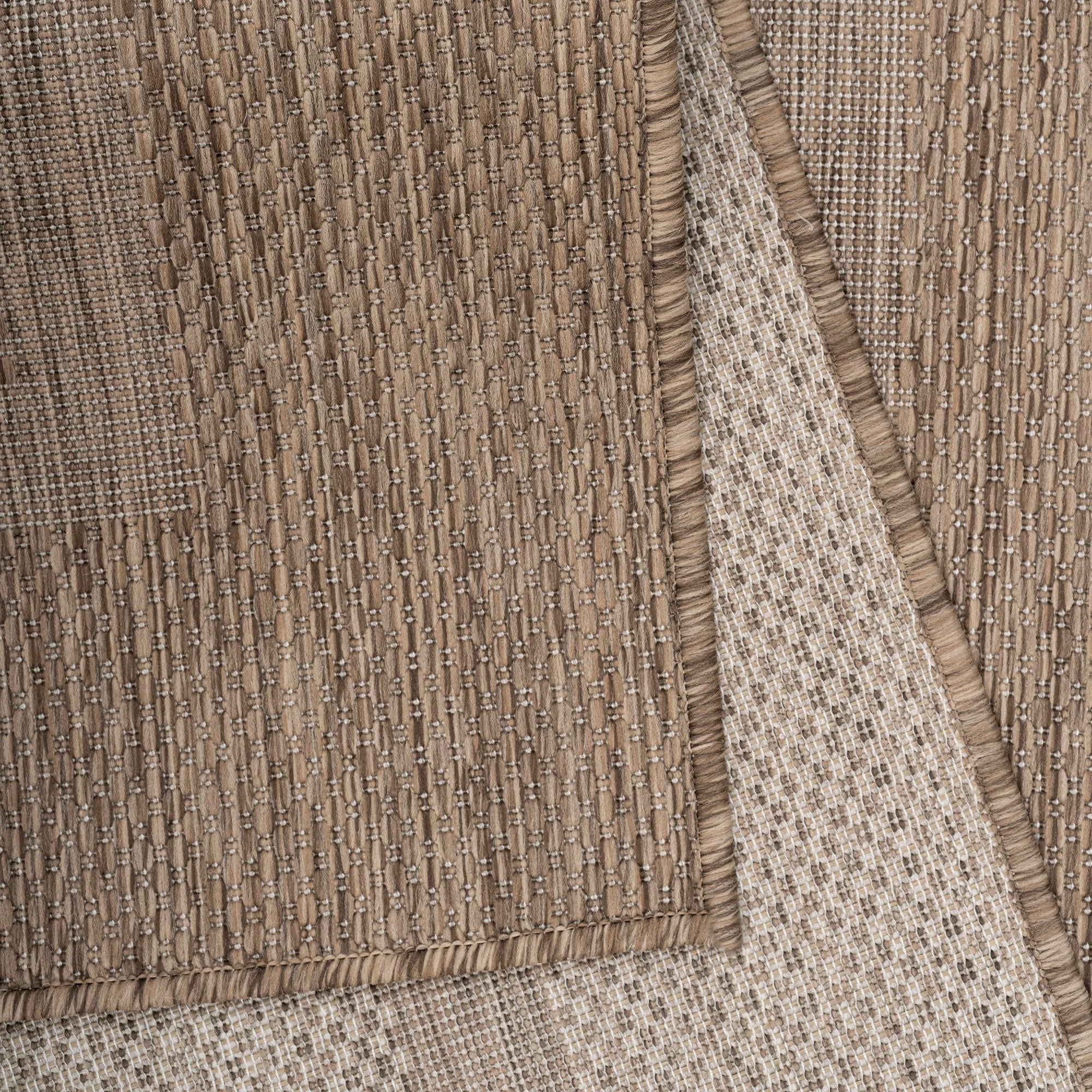 Durable Brown Patio Rug | Border Design